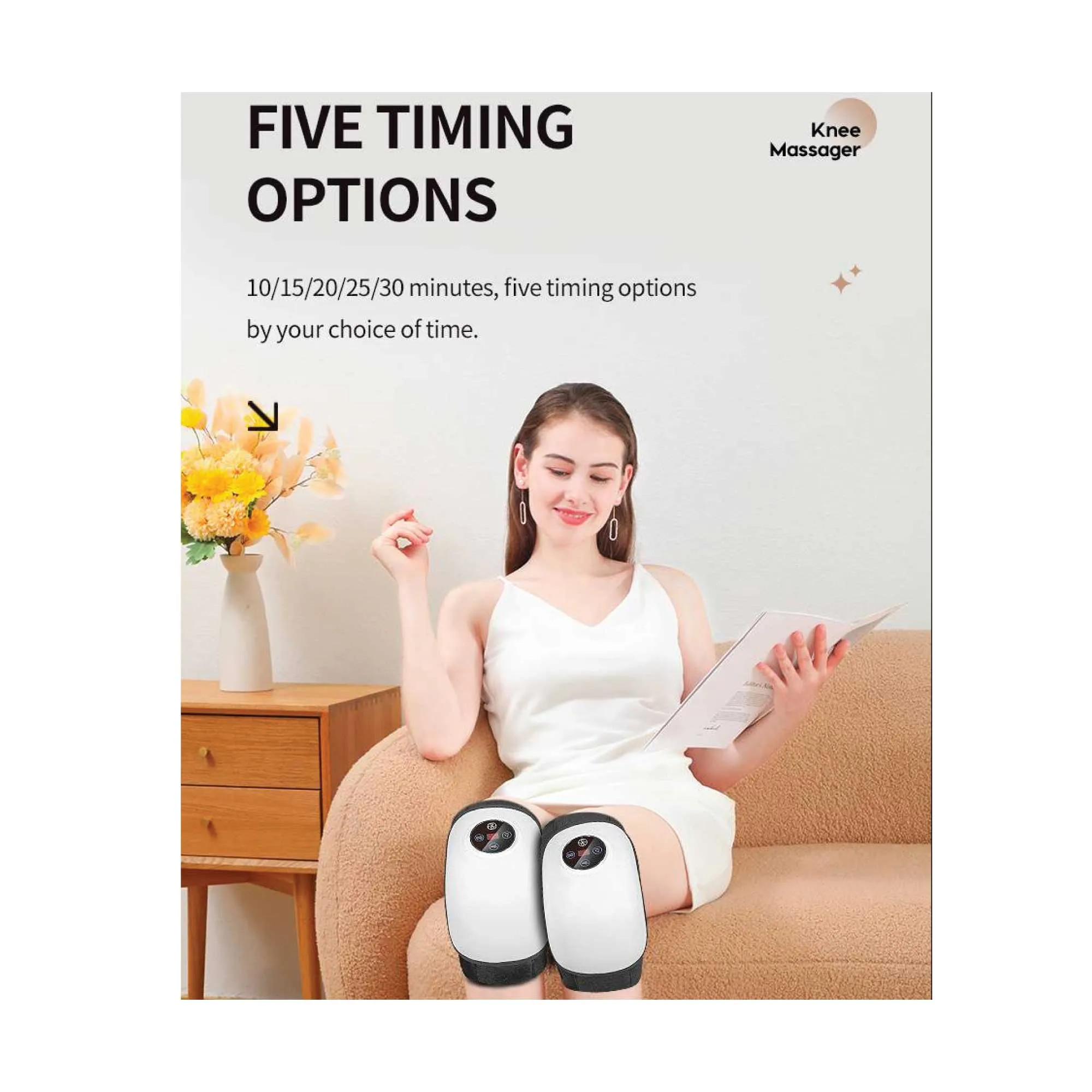 2x Electric Knee Massager | Rechargeable Air Compression | Heat Vibration Machine