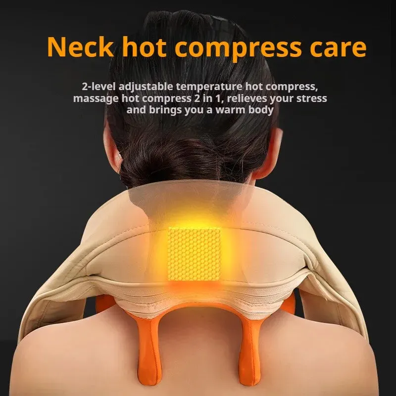 5D Kneading Neck & Shoulder Massager with Heat Portable Electric Deep Tissue Massage for Pain Relief, Adjustable Strap & Posture Support (CE Certified)