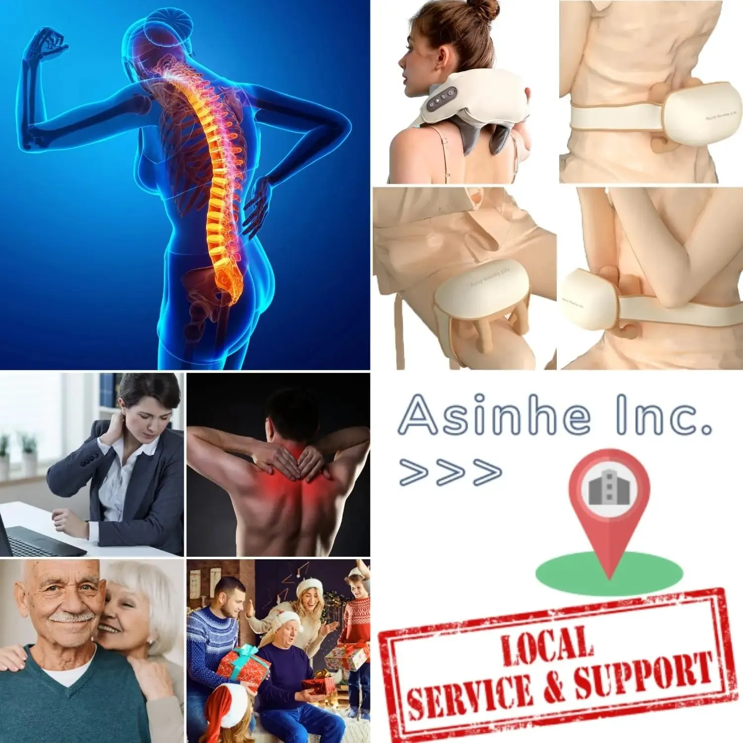 5D Kneading Neck & Shoulder Massager with Heat Portable Electric Deep Tissue Massage for Pain Relief, Adjustable Strap & Posture Support (CE Certified)