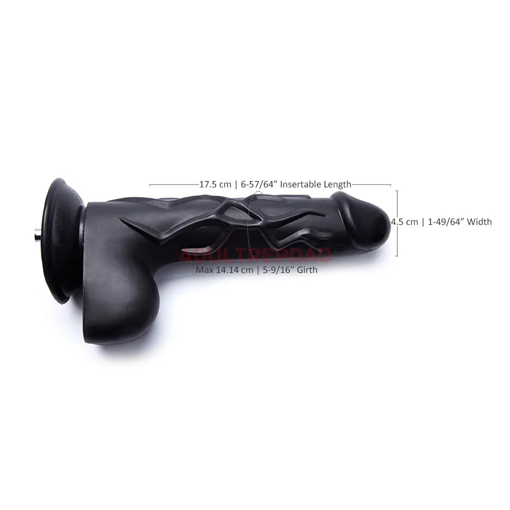 8.86-inch Black Big Dildo Attachment for Lustti Sex Machines, w/ Bulging Veins