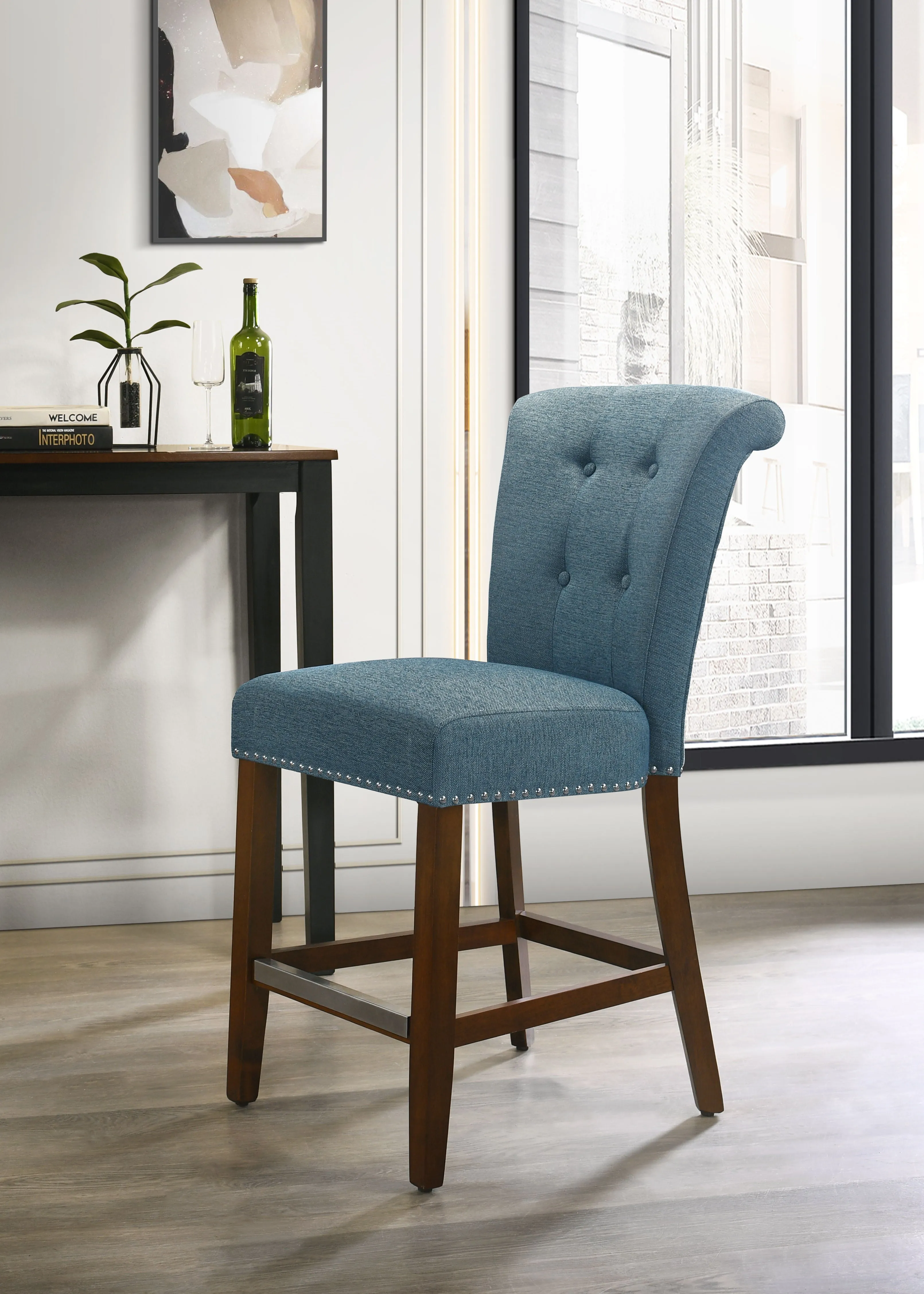 Auggie - 20.5" Fabric Counter Height Chair With Nailhead Trim by Couch.com