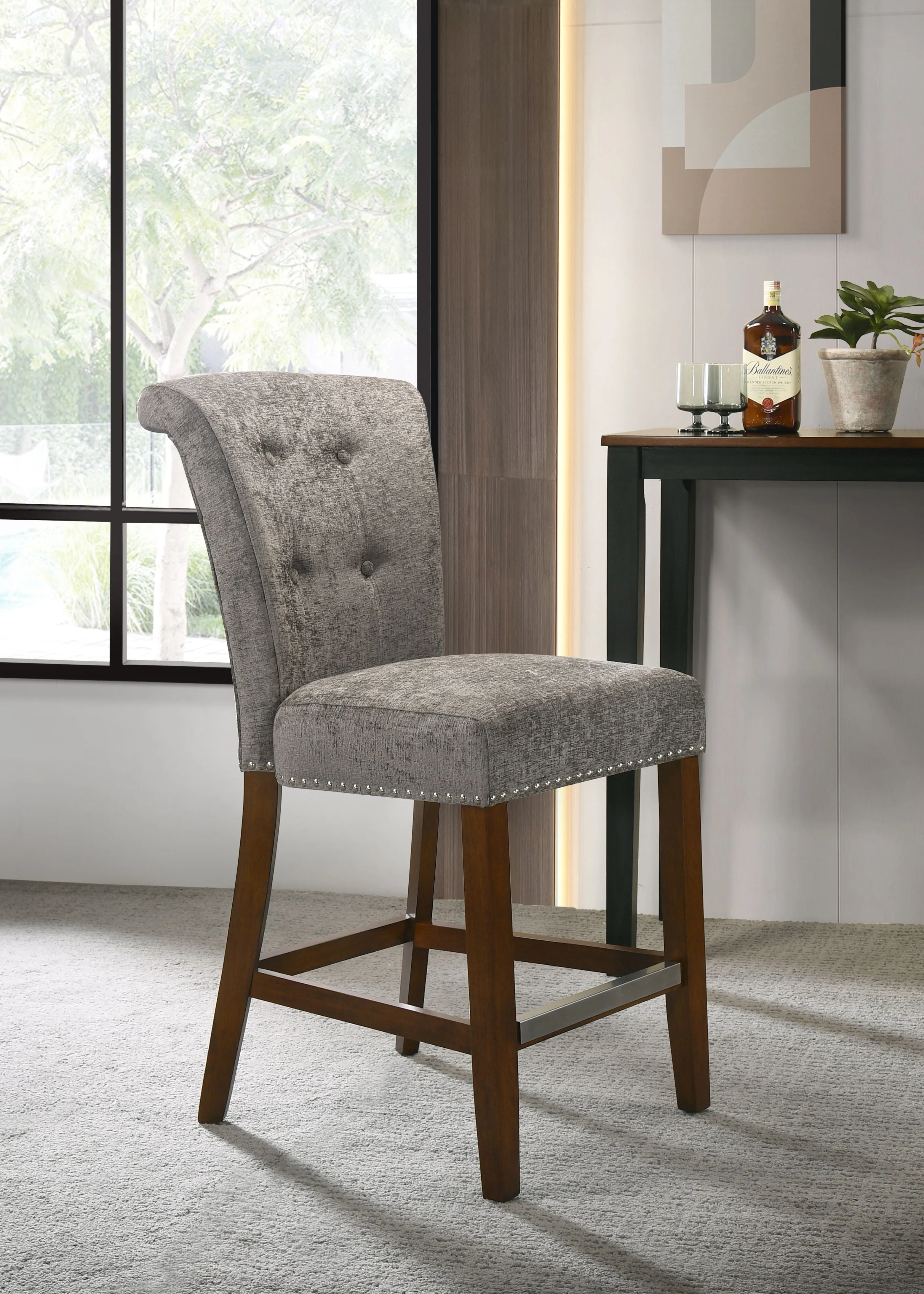 Auggie - 20.5" Fabric Counter Height Chair With Nailhead Trim by Couch.com