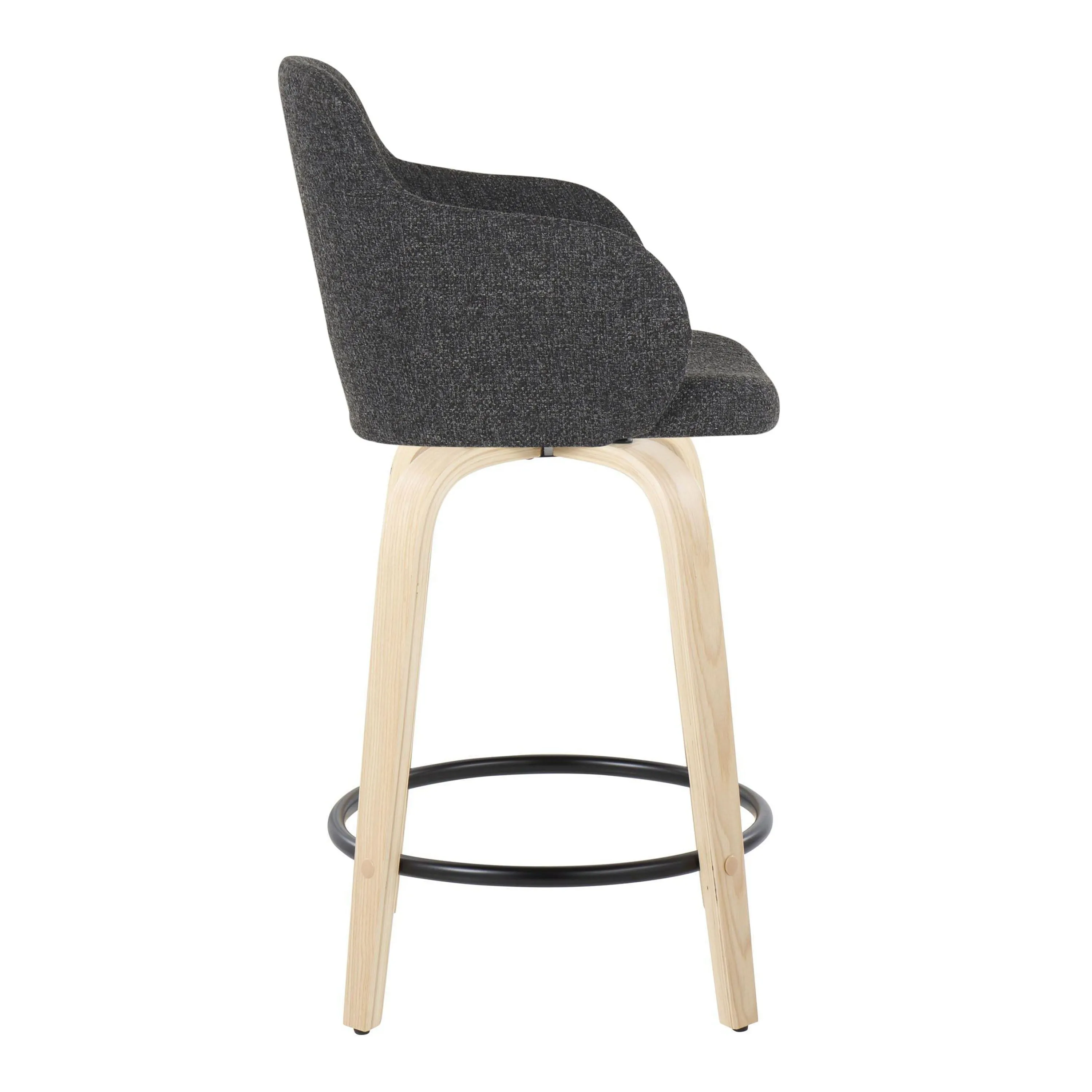 Boyne - Contemporary Fixed Height Counter Stool With Swivel (Set of 2) Round Footrest by Couch.com