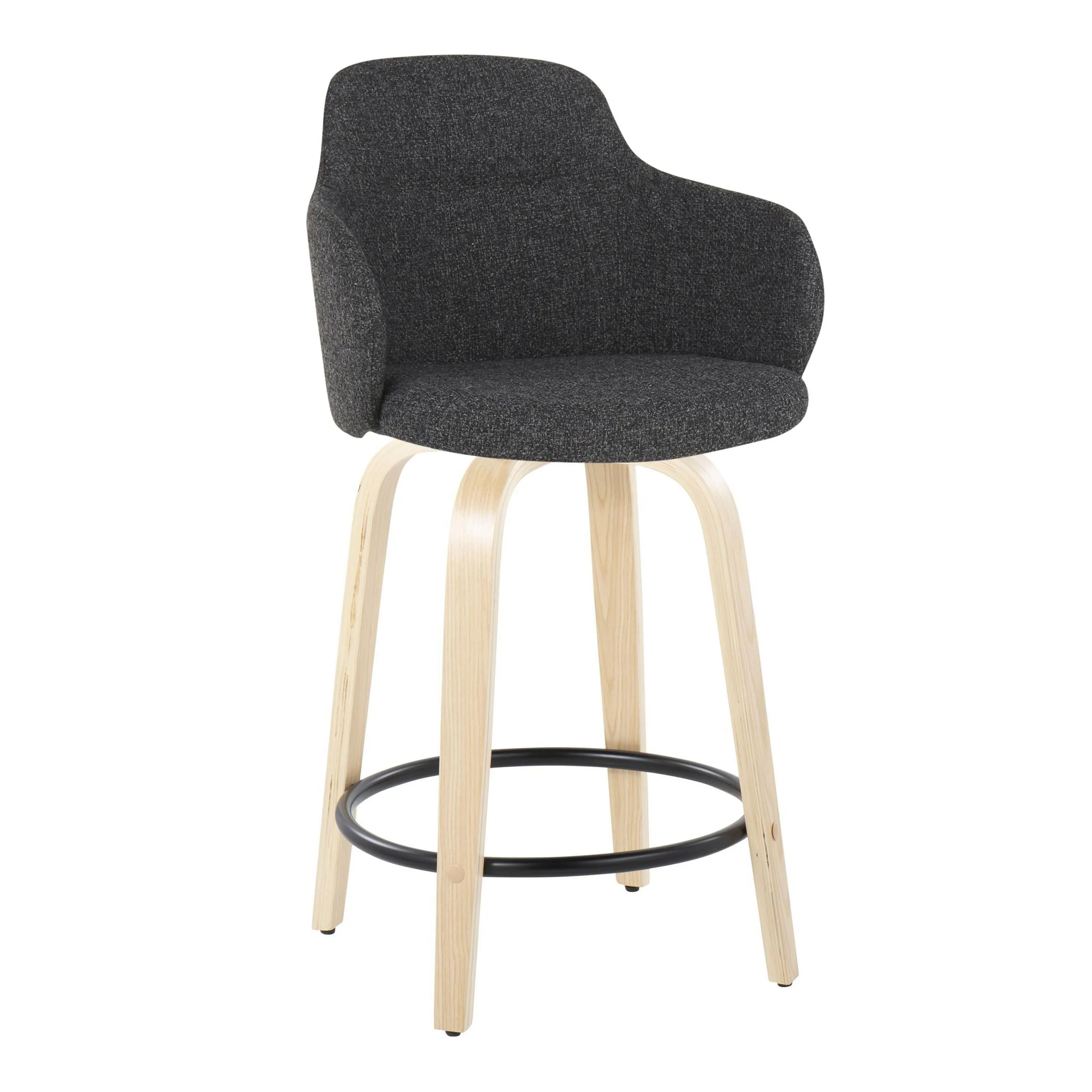 Boyne - Contemporary Fixed Height Counter Stool With Swivel (Set of 2) Round Footrest by Couch.com