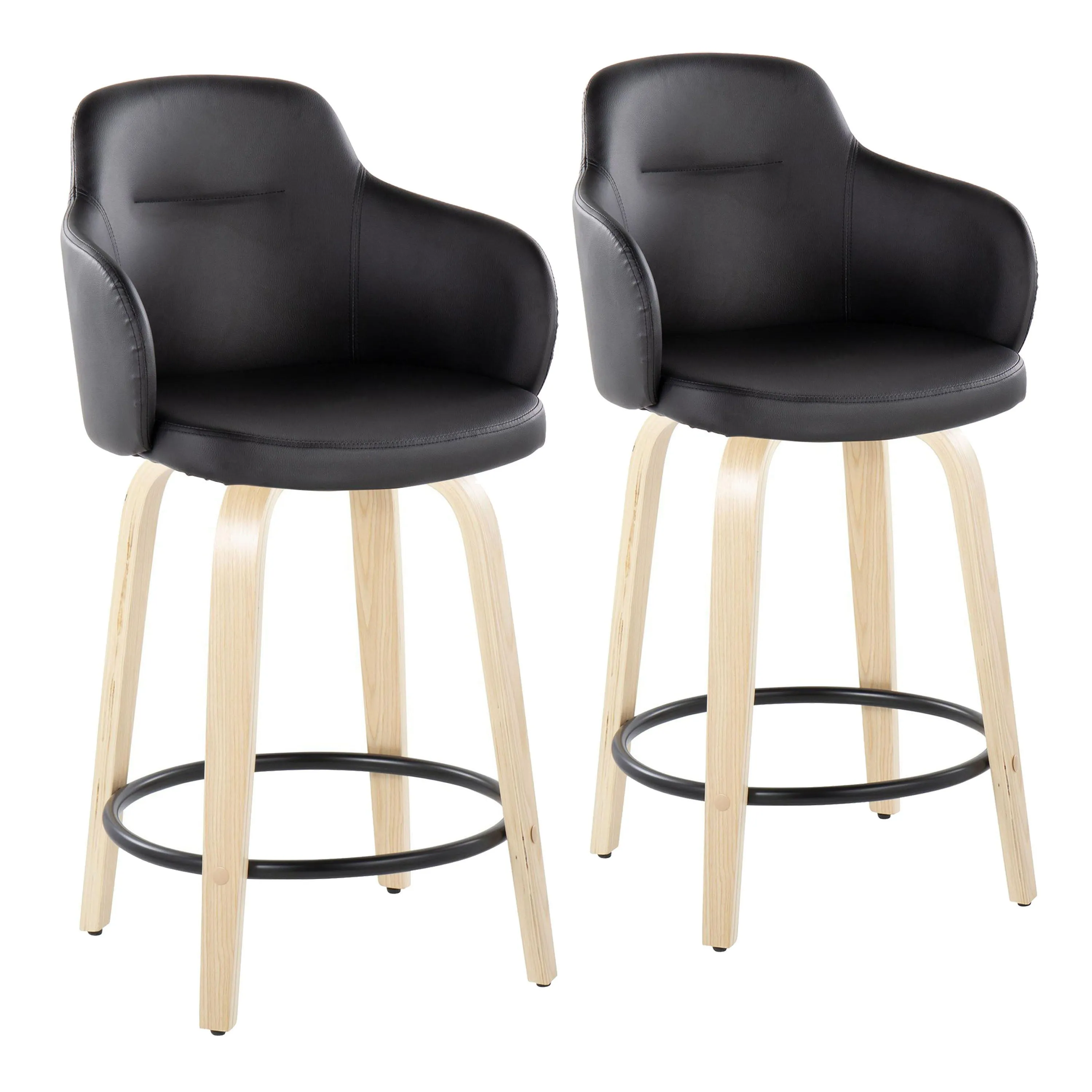 Boyne - Contemporary Fixed Height Counter Stool With Swivel (Set of 2) Round Footrest by Couch.com