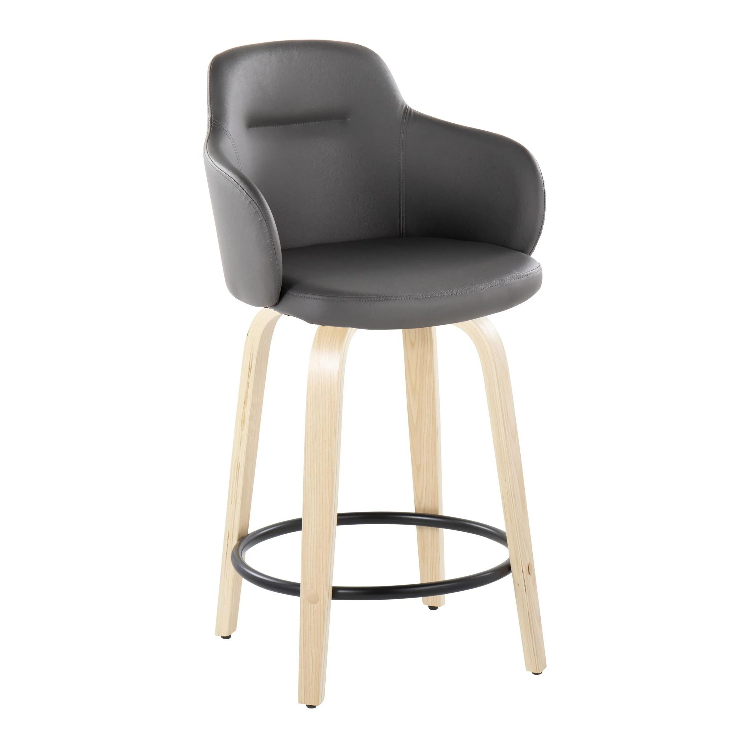 Boyne - Contemporary Fixed Height Counter Stool With Swivel (Set of 2) Round Footrest by Couch.com