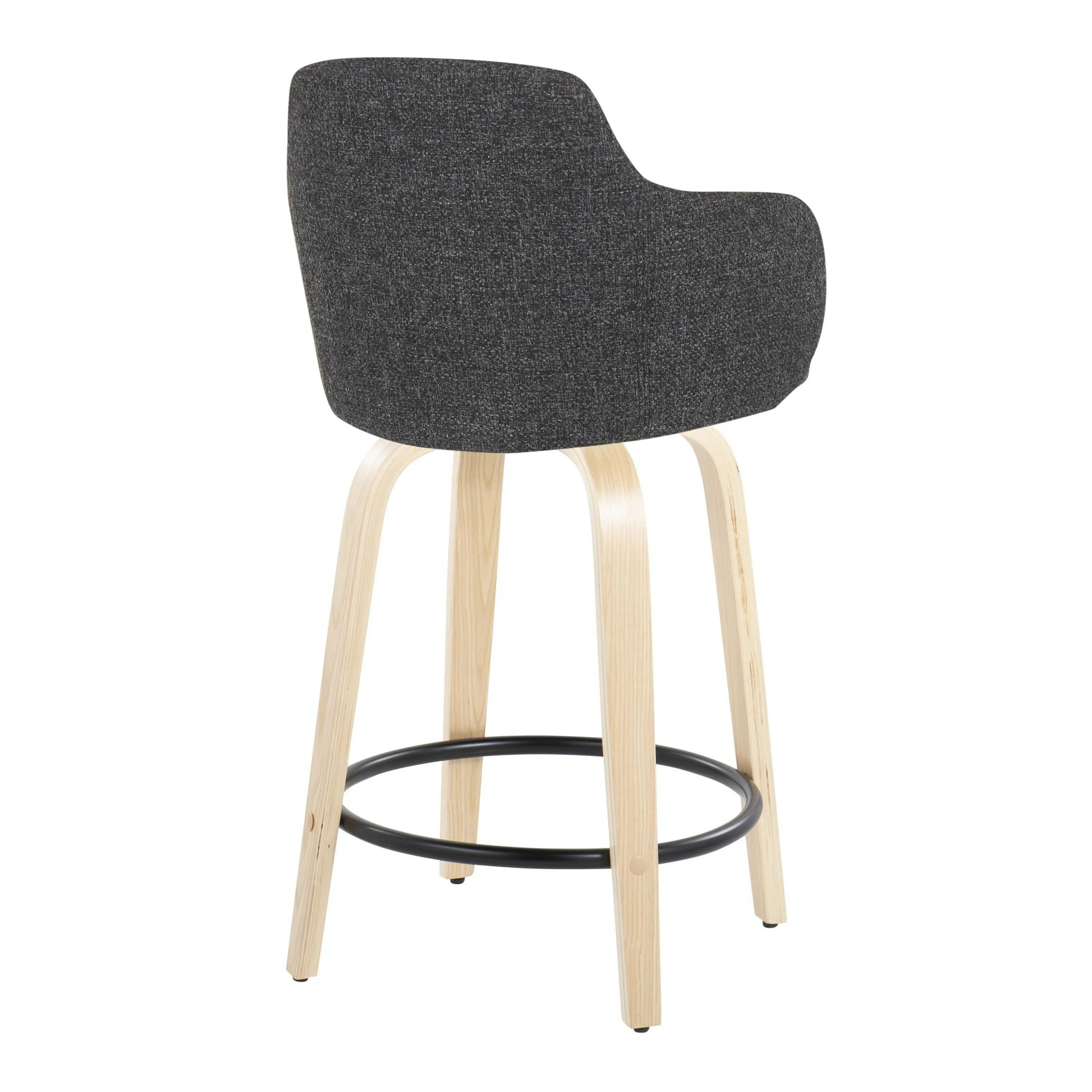 Boyne - Contemporary Fixed Height Counter Stool With Swivel (Set of 2) Round Footrest by Couch.com