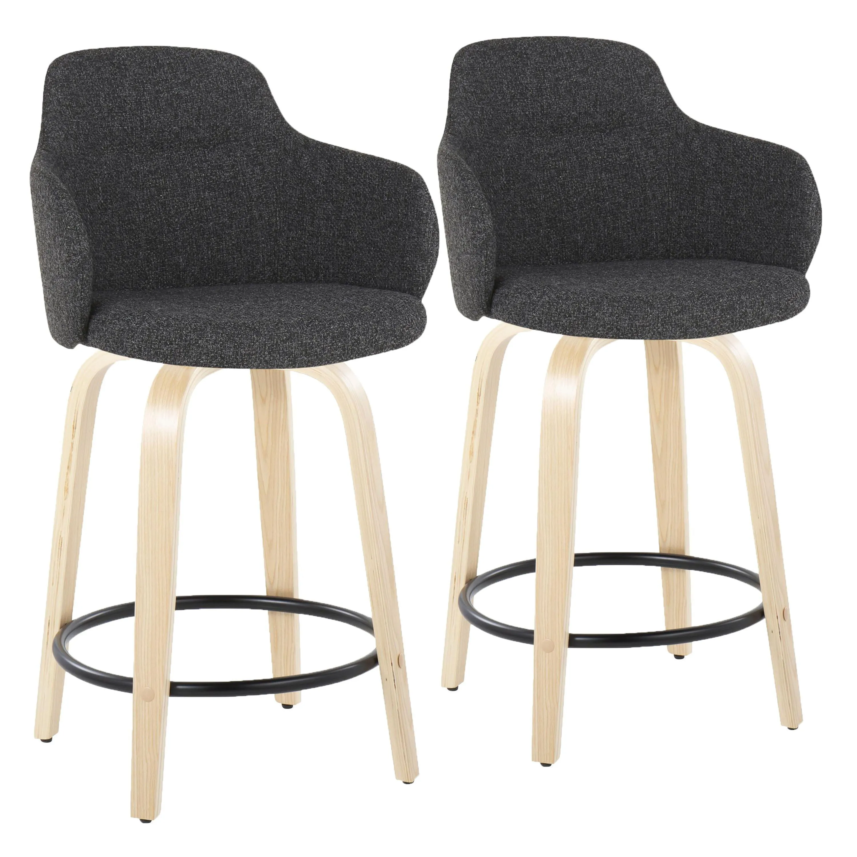 Boyne - Contemporary Fixed Height Counter Stool With Swivel (Set of 2) Round Footrest by Couch.com