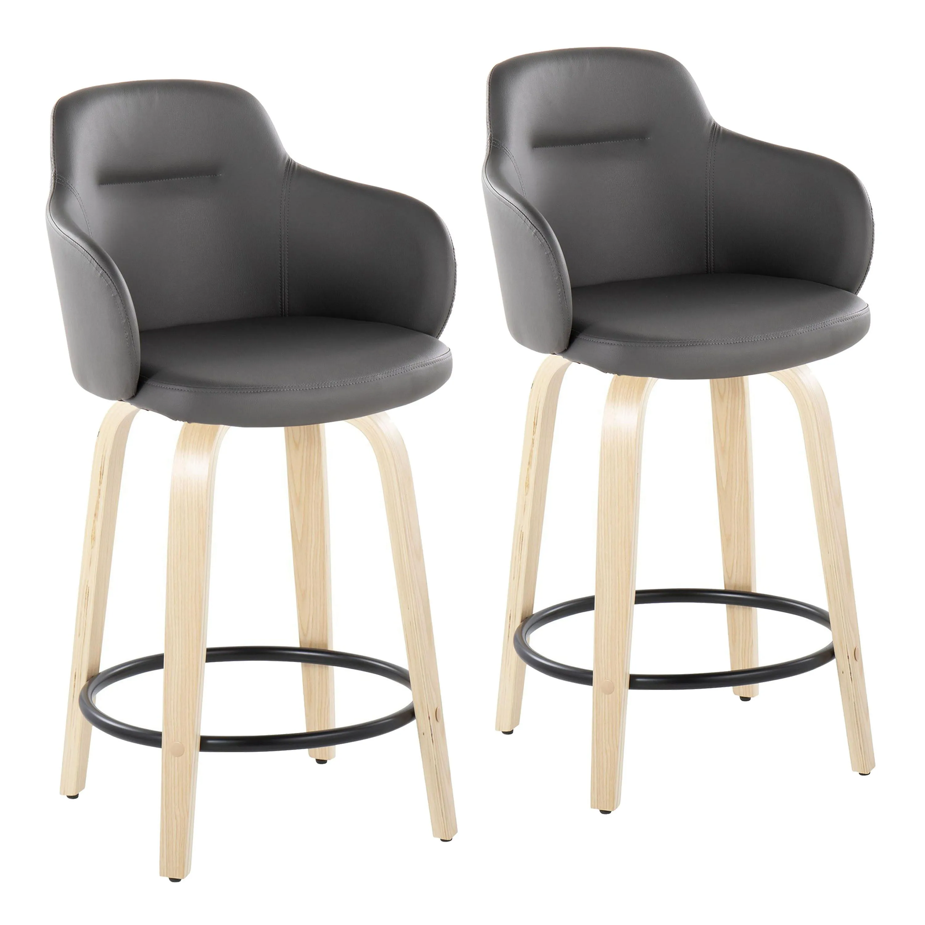 Boyne - Contemporary Fixed Height Counter Stool With Swivel (Set of 2) Round Footrest by Couch.com