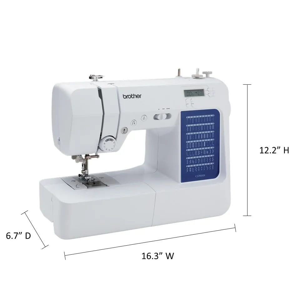 Brother CS7000X Computerized Sewing and Quilting Machine, 70 Built-in Stitches, LCD Display, Wide Table, 10 Included Feet, White
