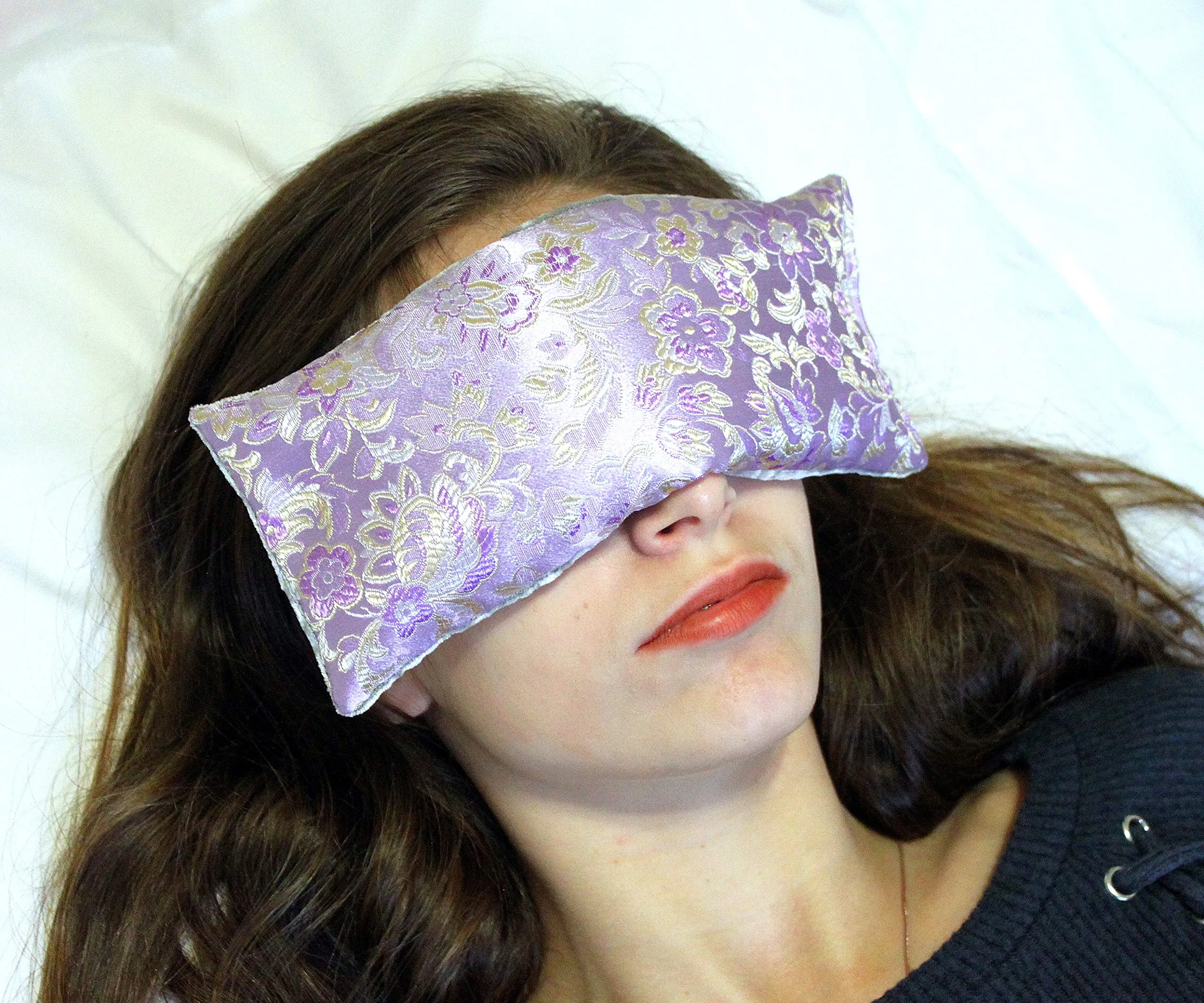 Candi Andi Handmade Luxe Serenity Eye Pillow - All-Natural Flaxseed & Lavender Scented – Weighted Eye Mask for Yoga, Meditation, Hot & Cold Therapy - Lovely Lilac - TEPL-LL