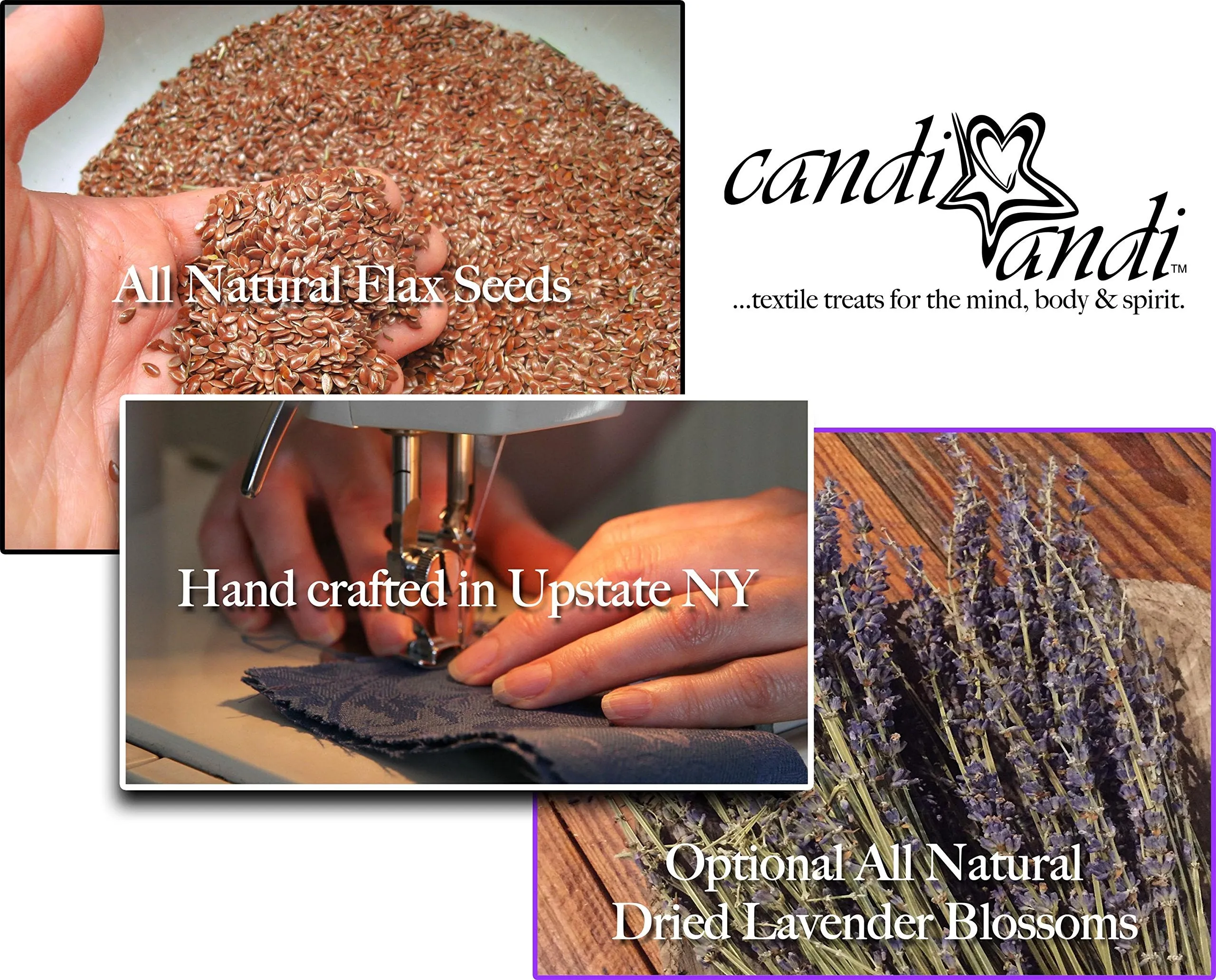 Candi Andi Handmade Luxe Serenity Eye Pillow - All-Natural Flaxseed & Lavender Scented – Weighted Eye Mask for Yoga, Meditation, Hot & Cold Therapy - Lovely Lilac - TEPL-LL