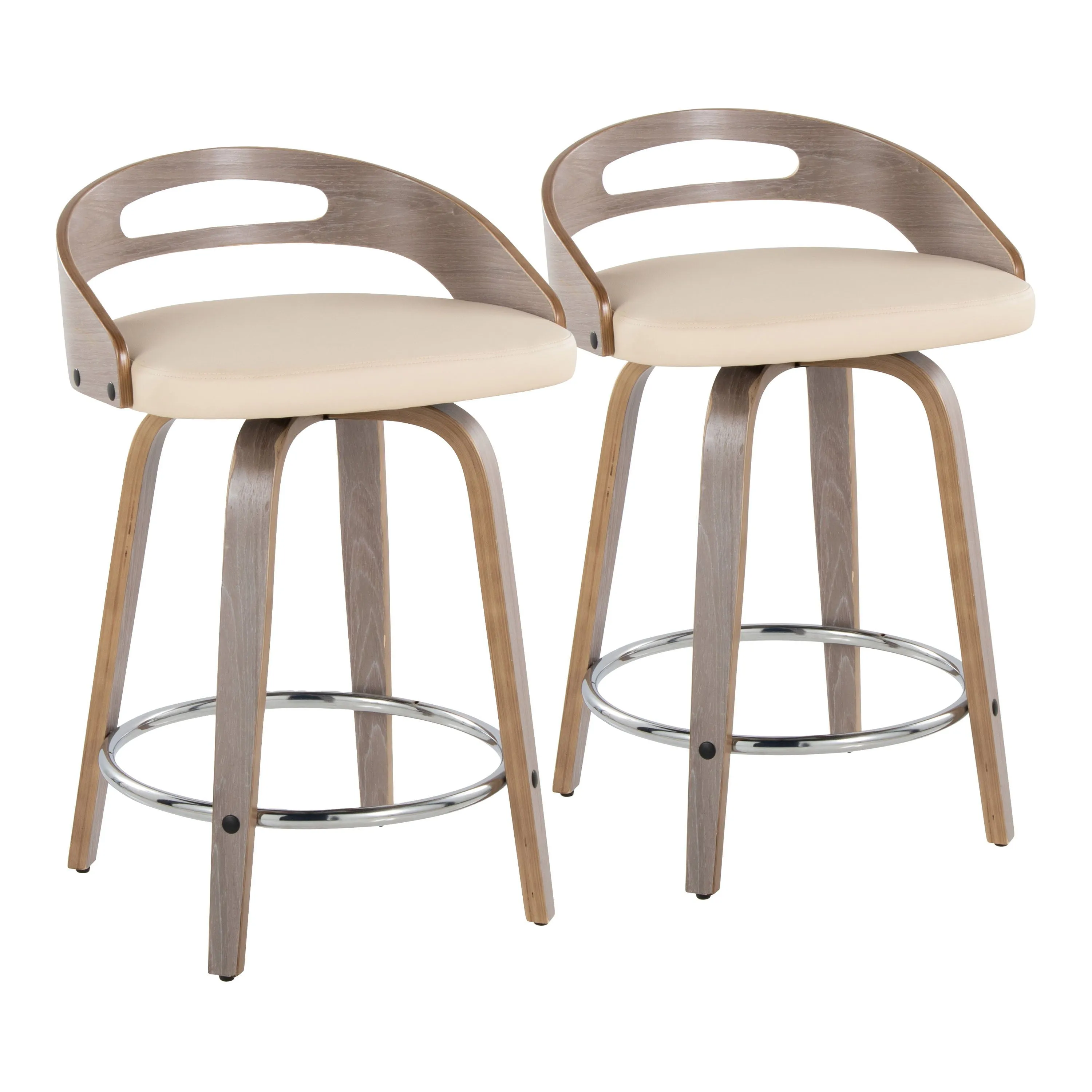 Cassis - Mid Century Modern Fixed Height Counter Stool With Swivel With Round Footrest (Set of 2) by Couch.com