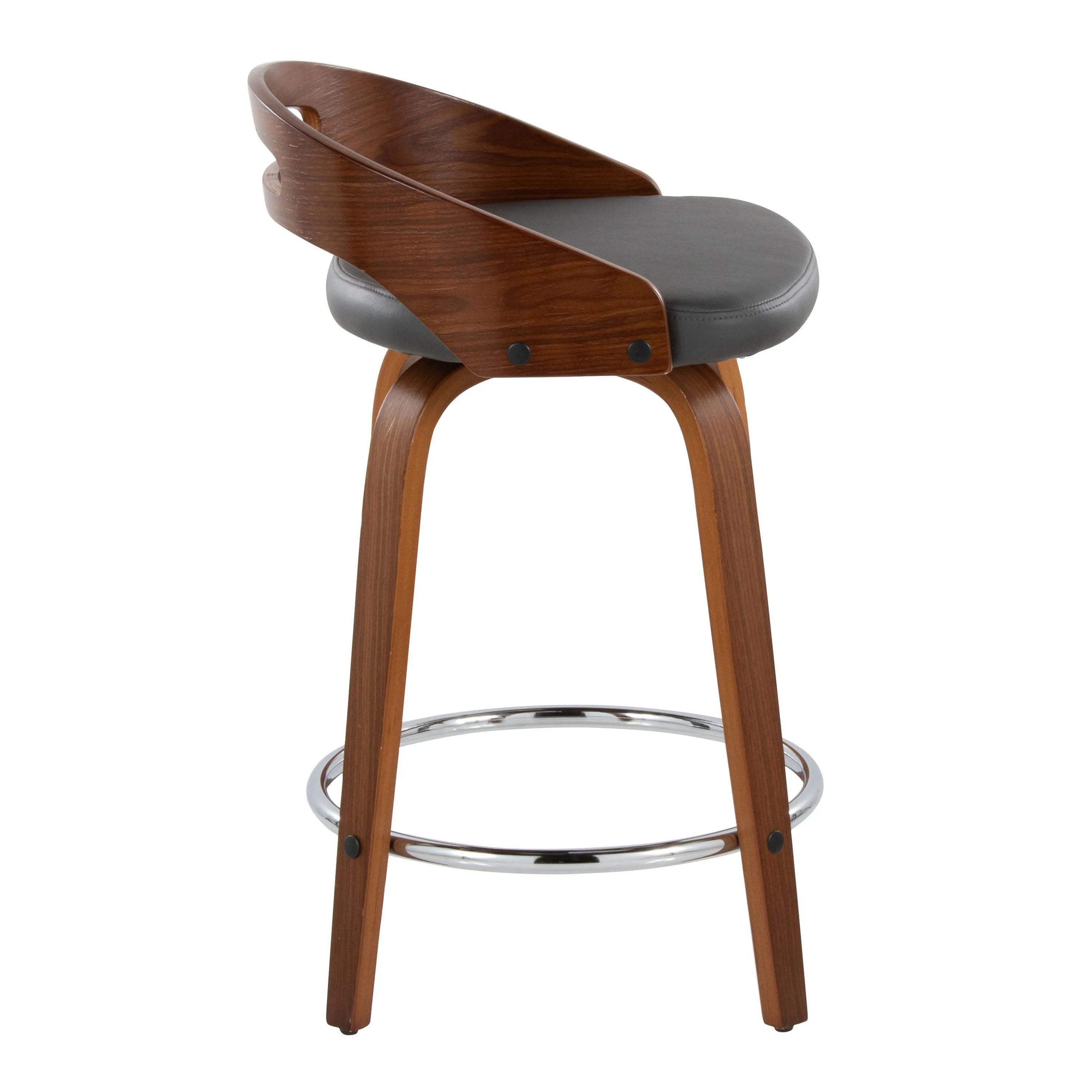 Cassis - Mid Century Modern Fixed Height Counter Stool With Swivel With Round Footrest (Set of 2) by Couch.com