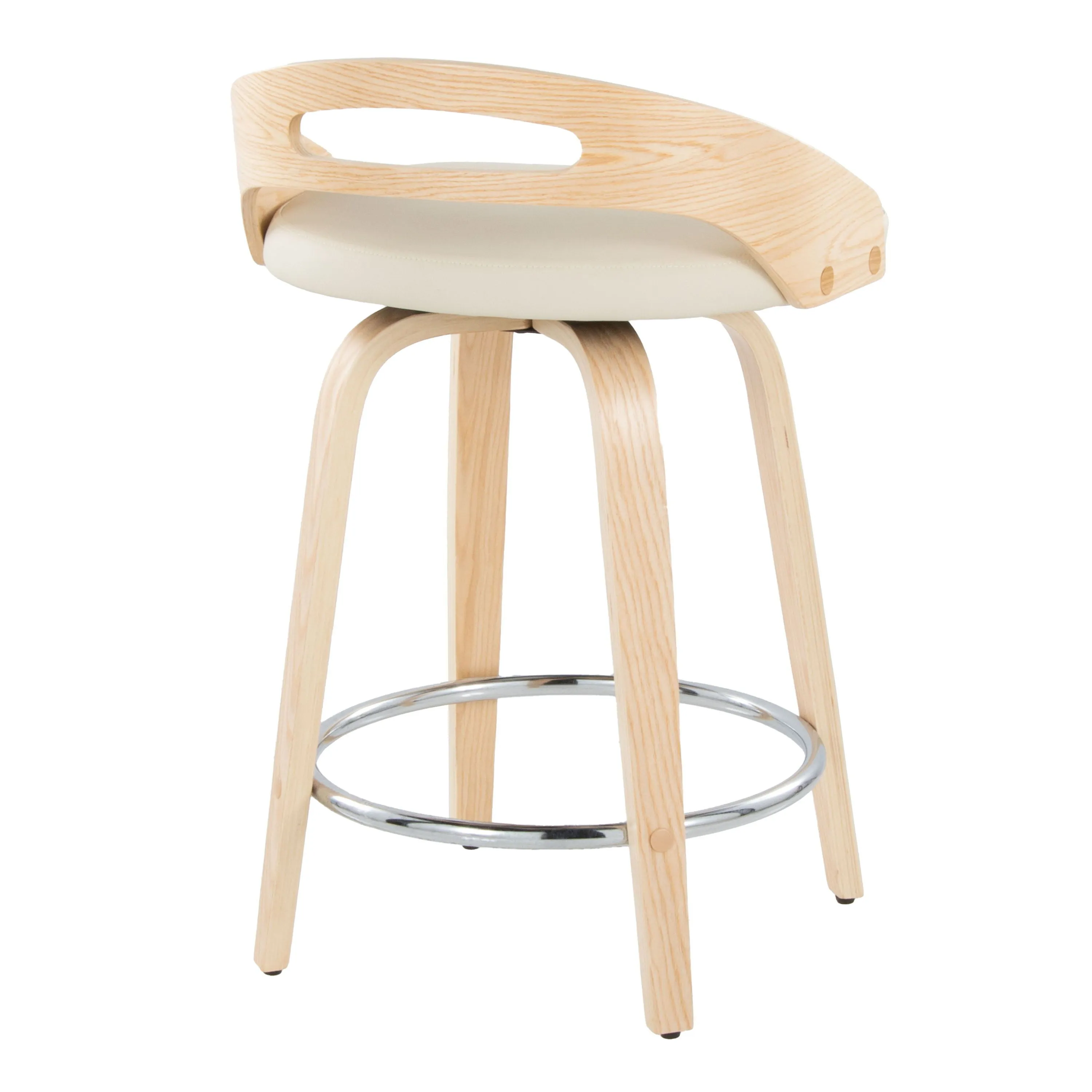 Cassis - Mid Century Modern Fixed Height Counter Stool With Swivel With Round Footrest (Set of 2) by Couch.com