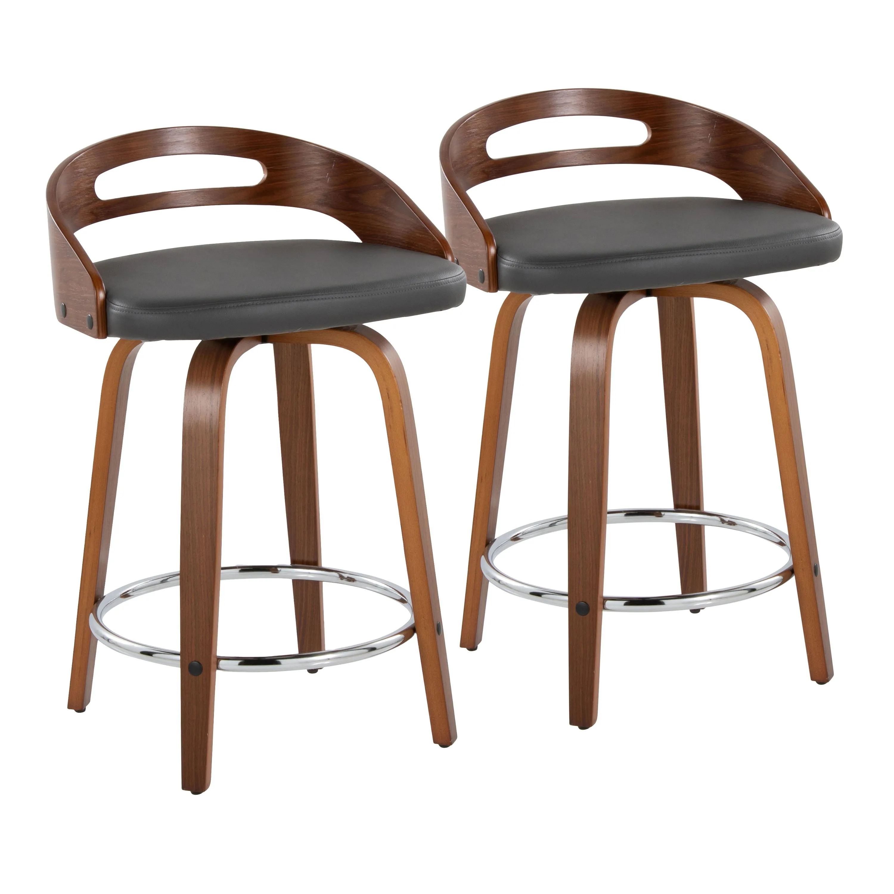Cassis - Mid Century Modern Fixed Height Counter Stool With Swivel With Round Footrest (Set of 2) by Couch.com