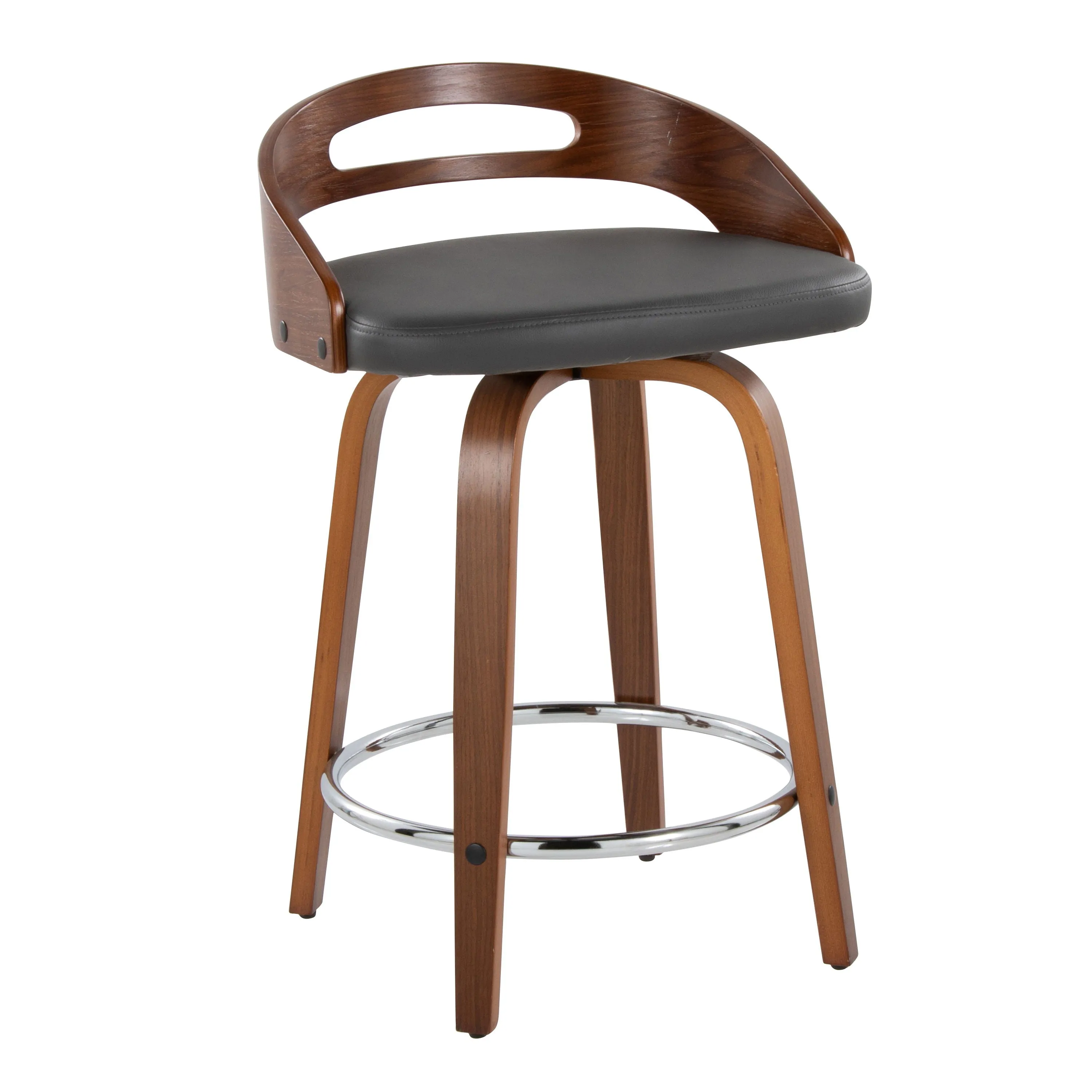Cassis - Mid Century Modern Fixed Height Counter Stool With Swivel With Round Footrest (Set of 2) by Couch.com