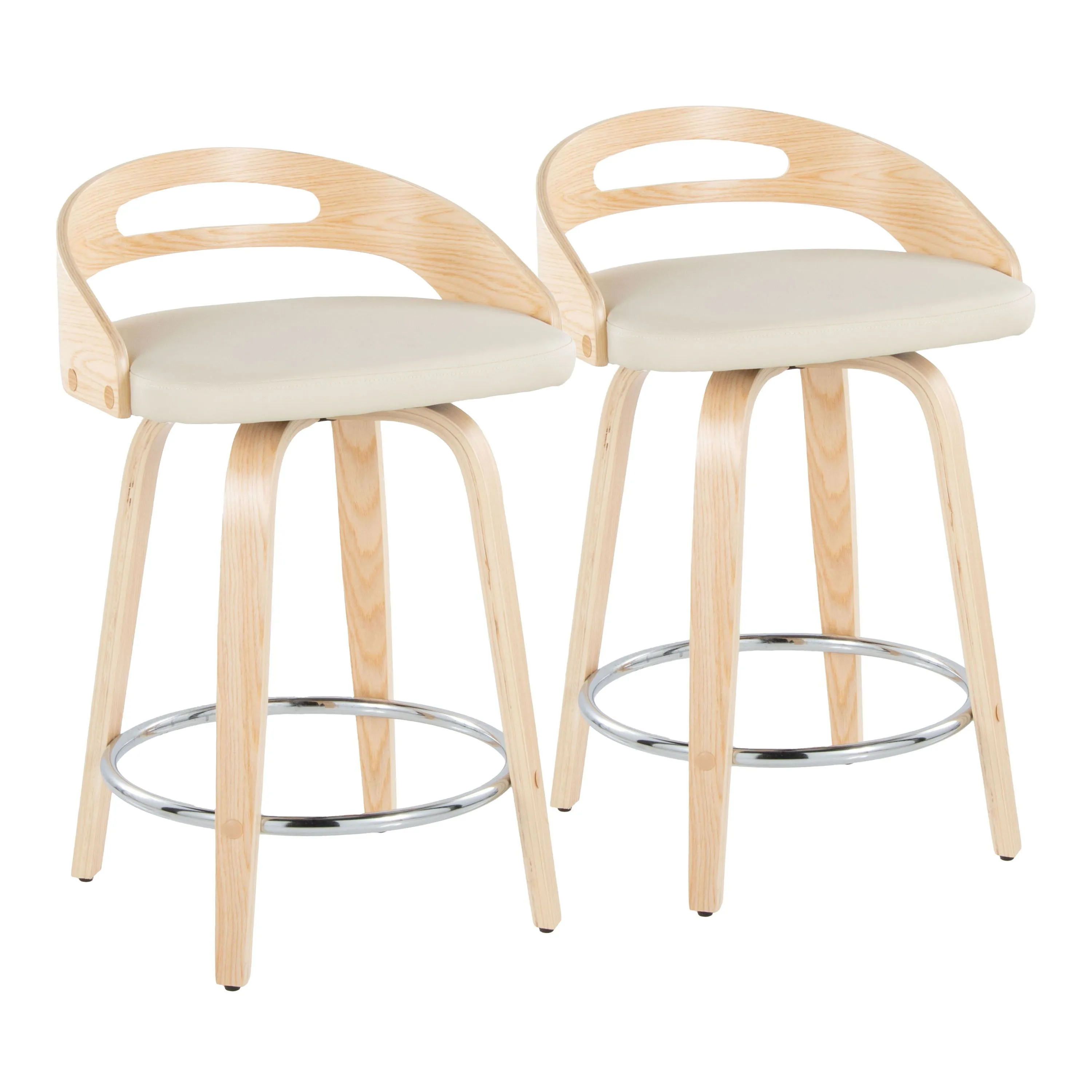 Cassis - Mid Century Modern Fixed Height Counter Stool With Swivel With Round Footrest (Set of 2) by Couch.com