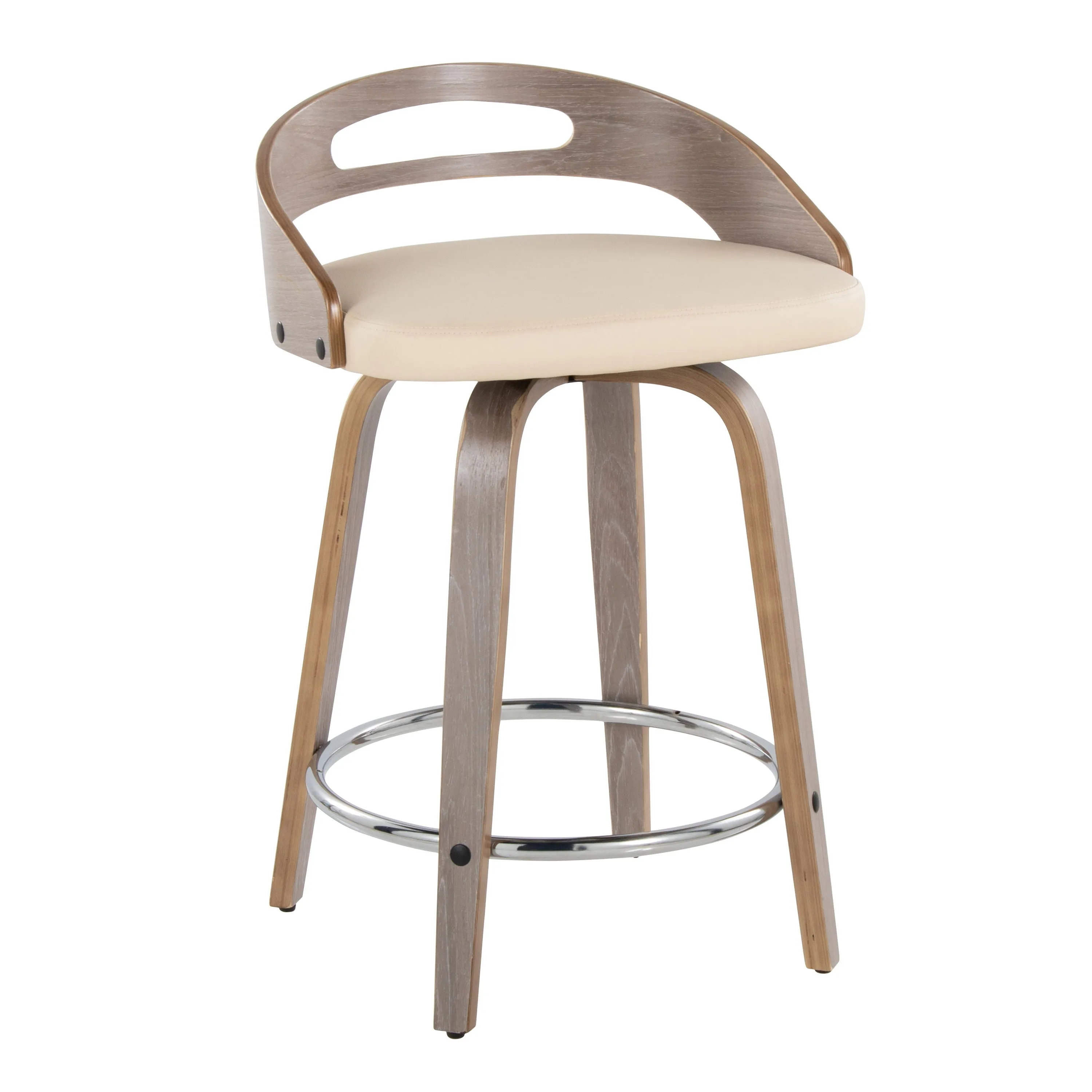 Cassis - Mid Century Modern Fixed Height Counter Stool With Swivel With Round Footrest (Set of 2) by Couch.com