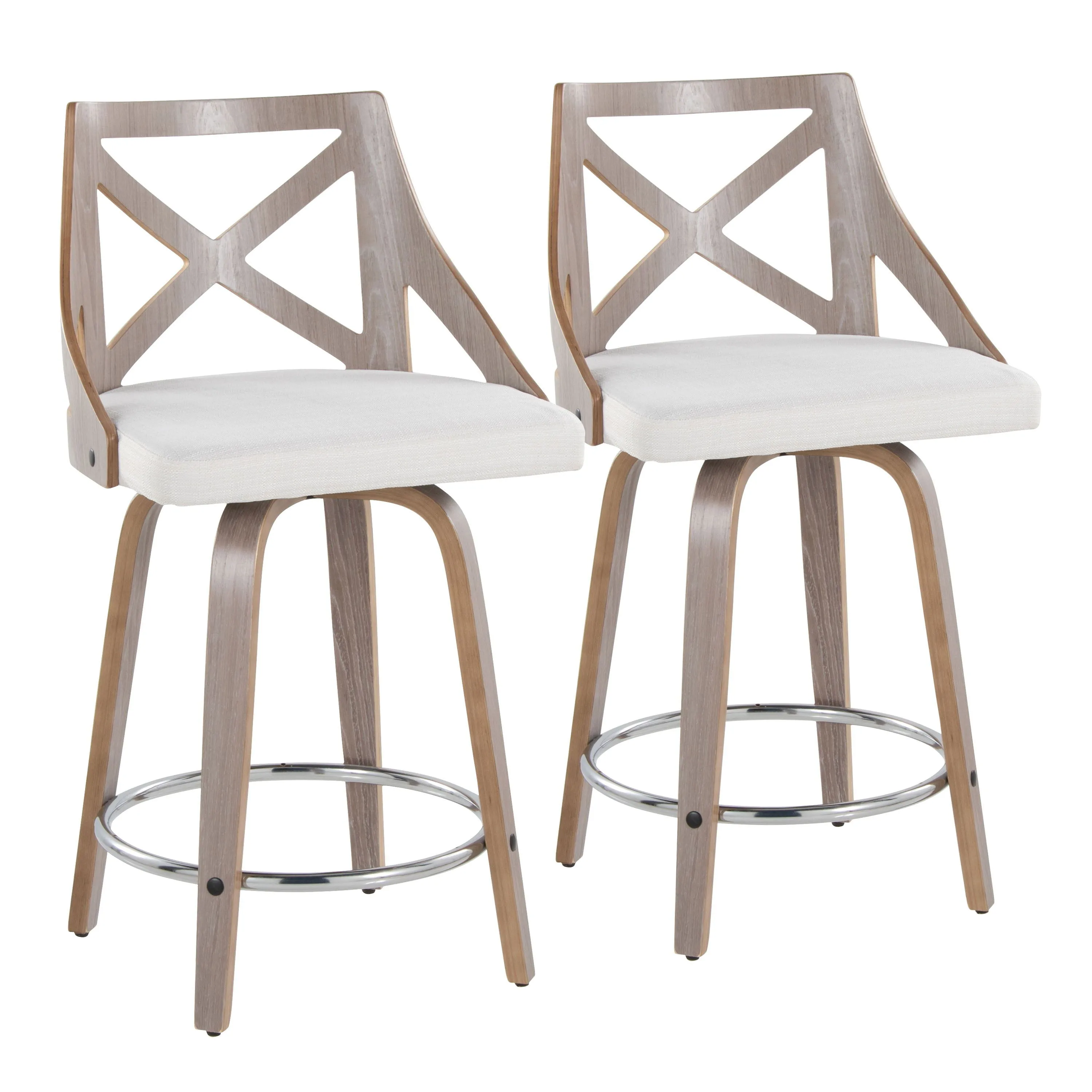Charlotte - Farmhouse Fixed Height Counter Stool & Swivel With Round Footrest (Set of 2) by Couch.com