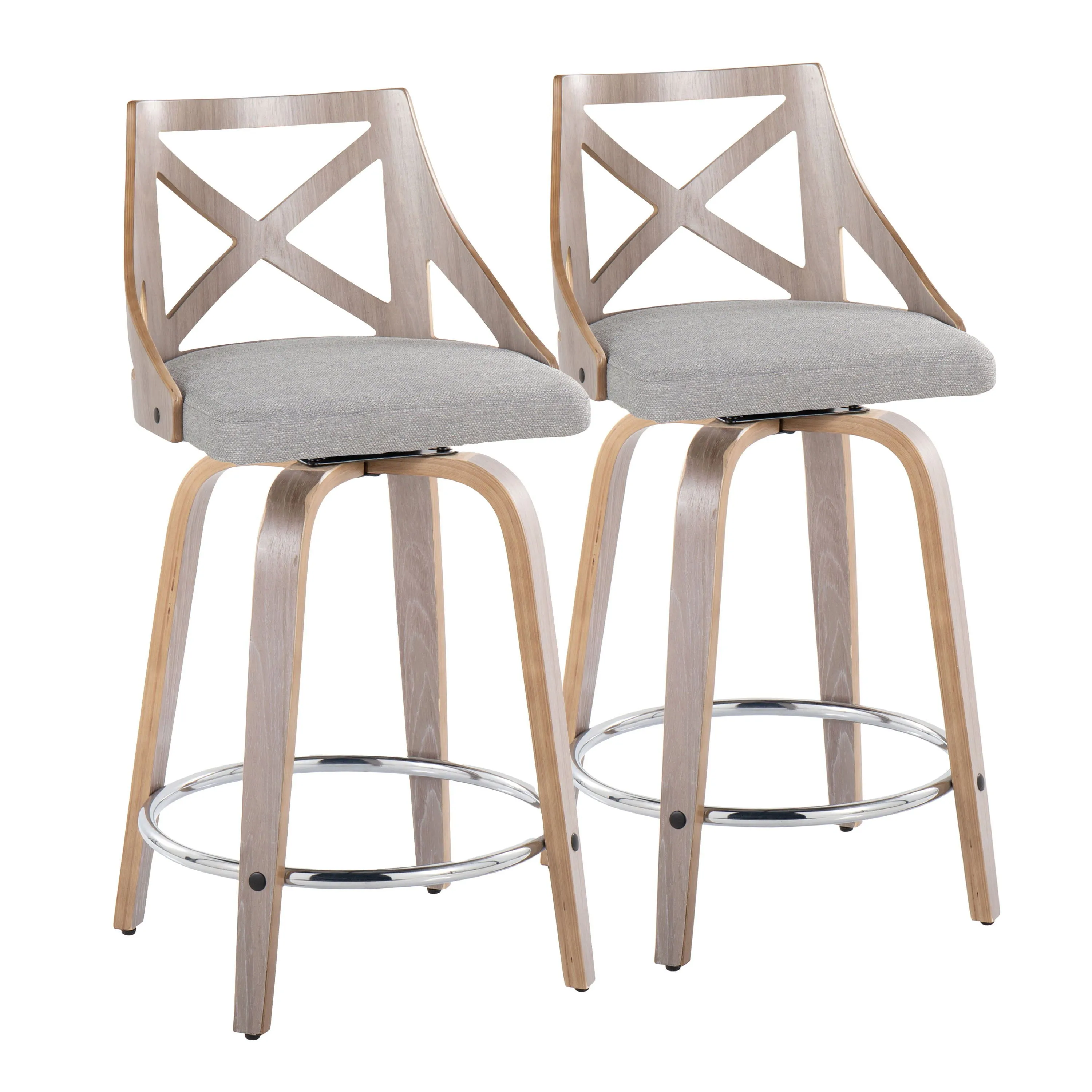 Charlotte - Farmhouse Fixed Height Counter Stool & Swivel With Round Footrest (Set of 2) by Couch.com