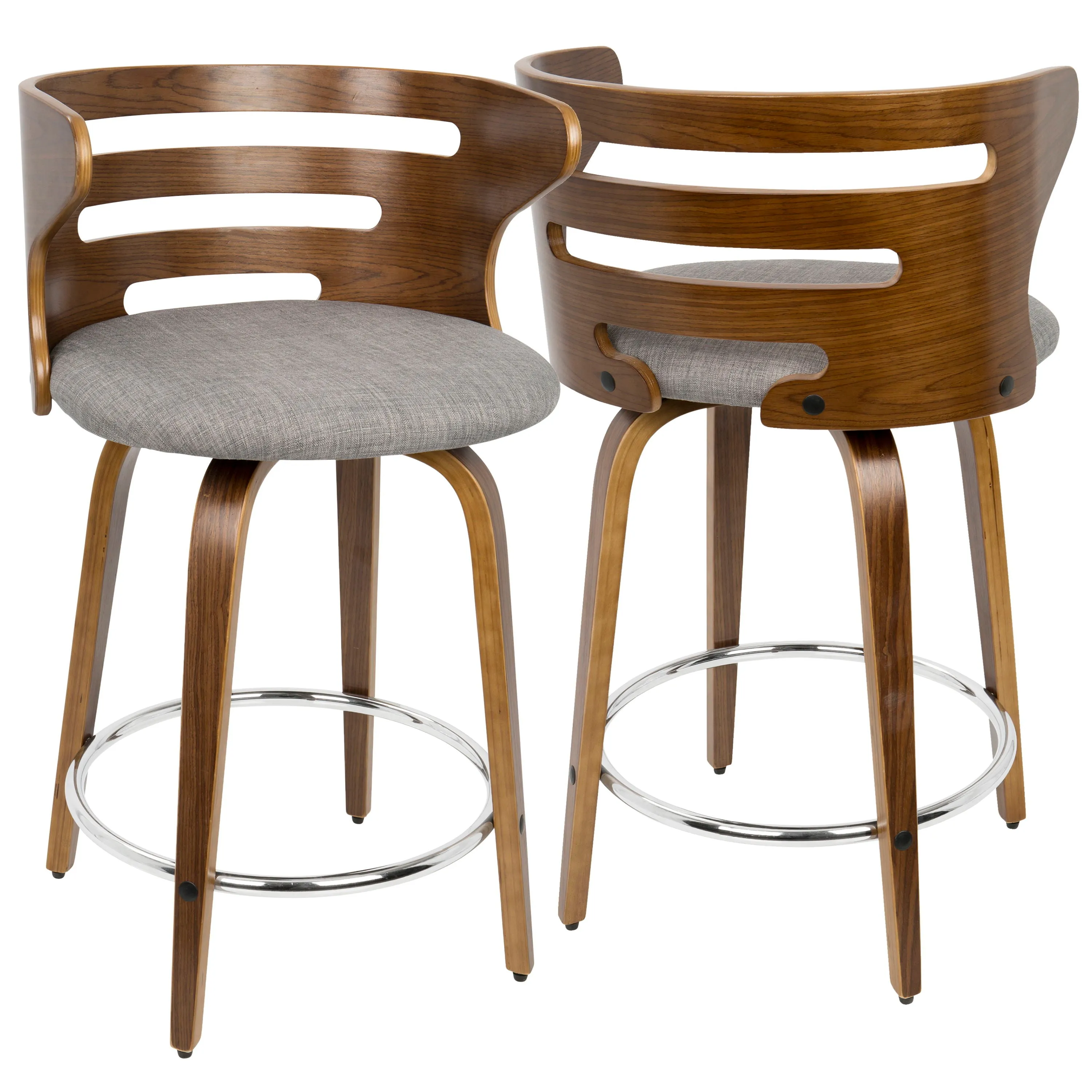Cosini - Mid Century Modern Fixed Height Counter Stool With Footrest With Swivel (Set of 2) by Couch.com
