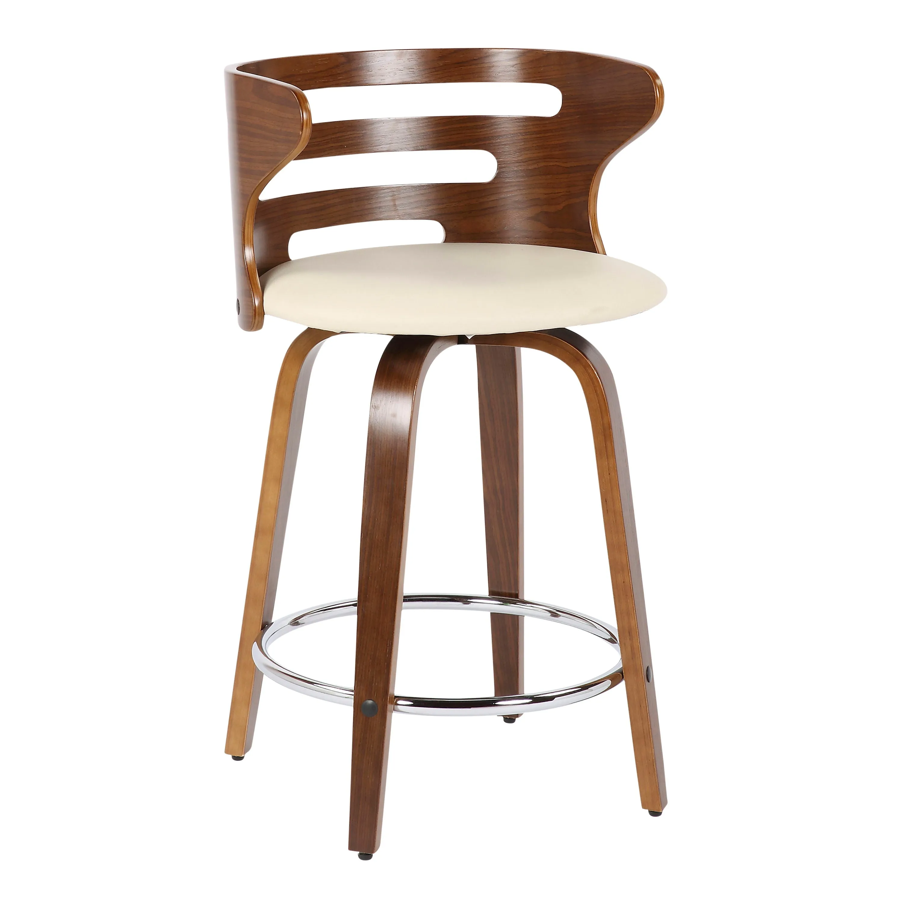 Cosini - Mid Century Modern Fixed Height Counter Stool With Footrest With Swivel (Set of 2) by Couch.com