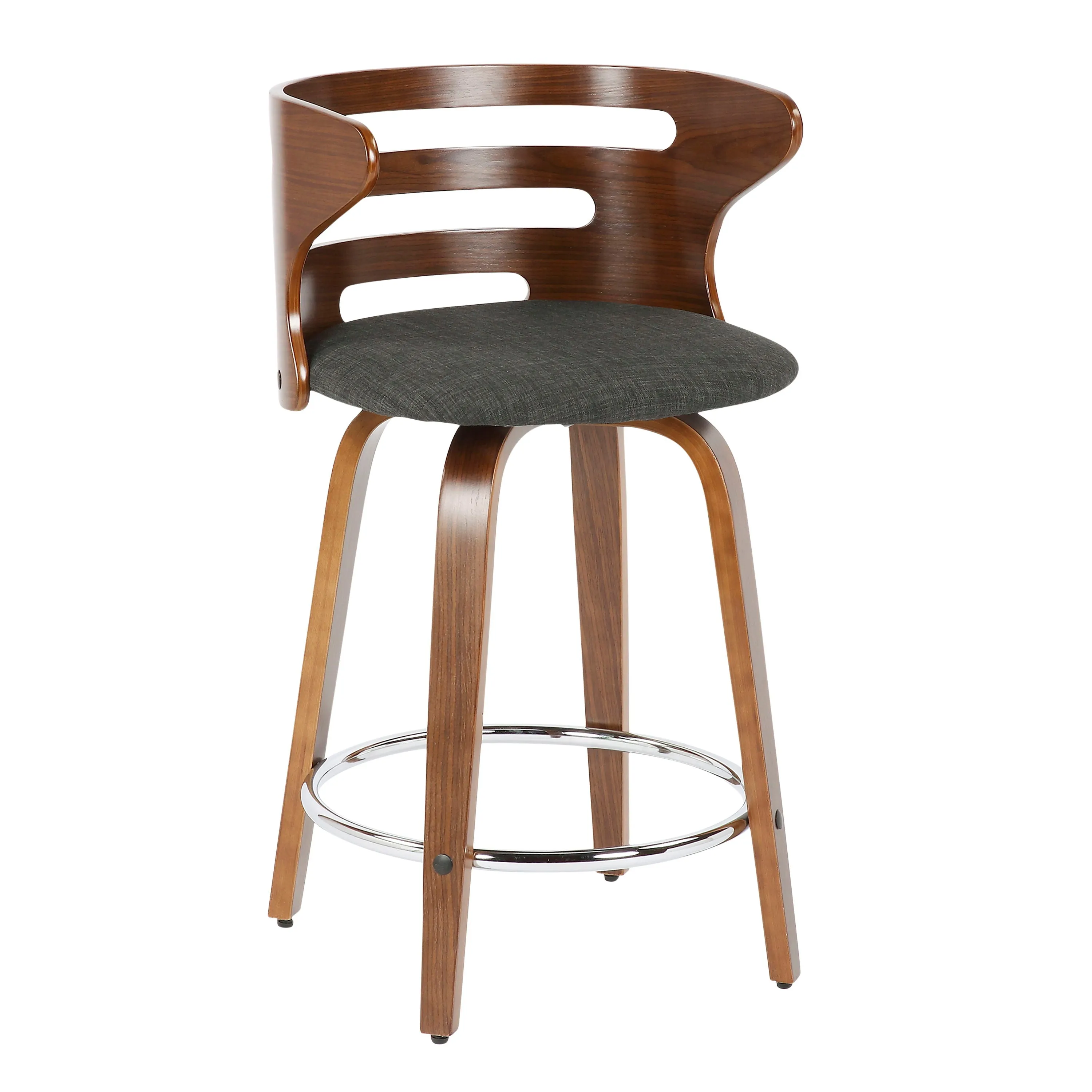 Cosini - Mid Century Modern Fixed Height Counter Stool With Footrest With Swivel (Set of 2) by Couch.com