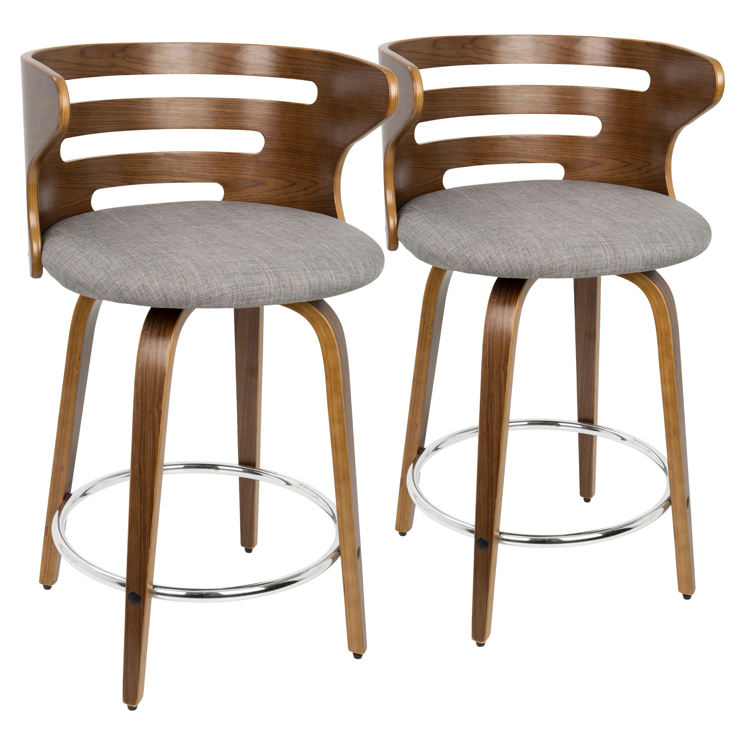 Cosini - Mid Century Modern Fixed Height Counter Stool With Footrest With Swivel (Set of 2) by Couch.com