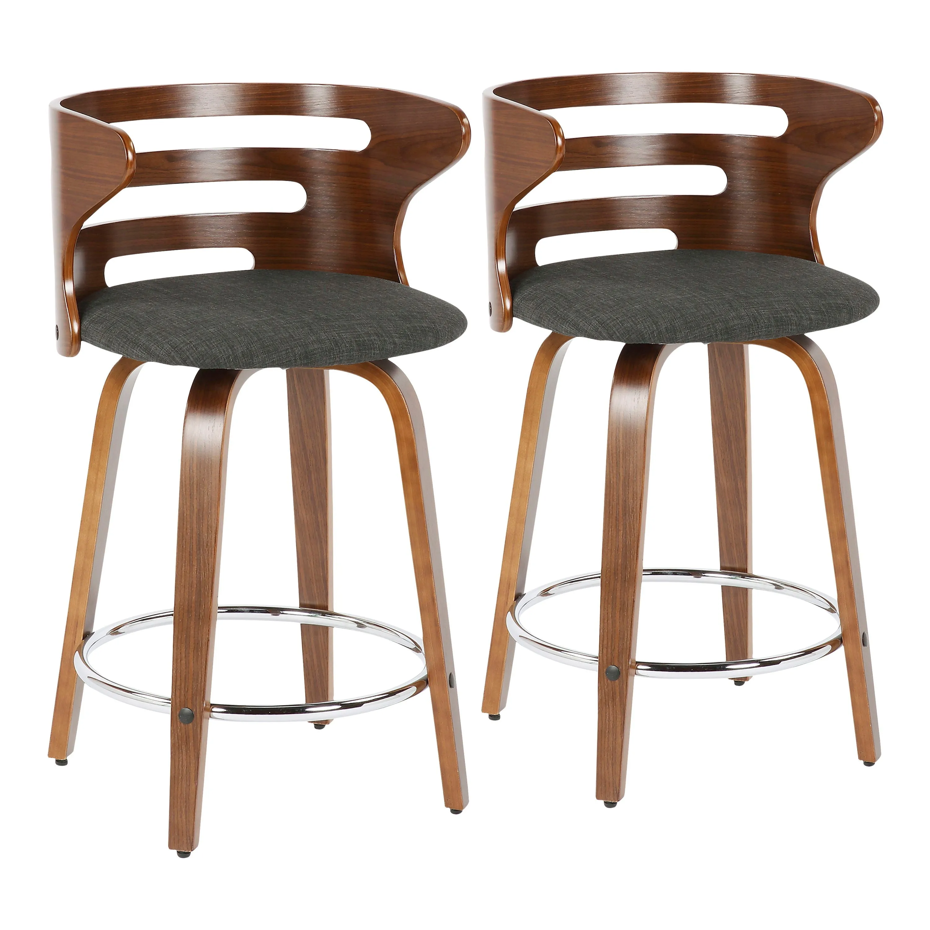 Cosini - Mid Century Modern Fixed Height Counter Stool With Footrest With Swivel (Set of 2) by Couch.com