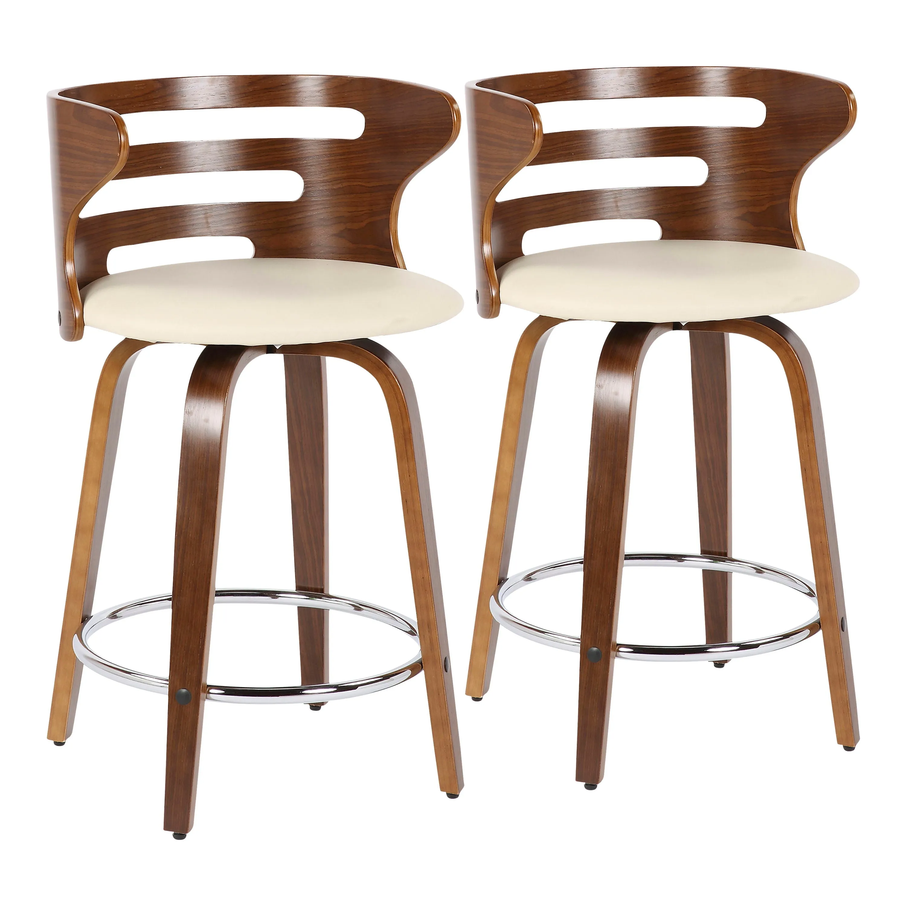 Cosini - Mid Century Modern Fixed Height Counter Stool With Footrest With Swivel (Set of 2) by Couch.com