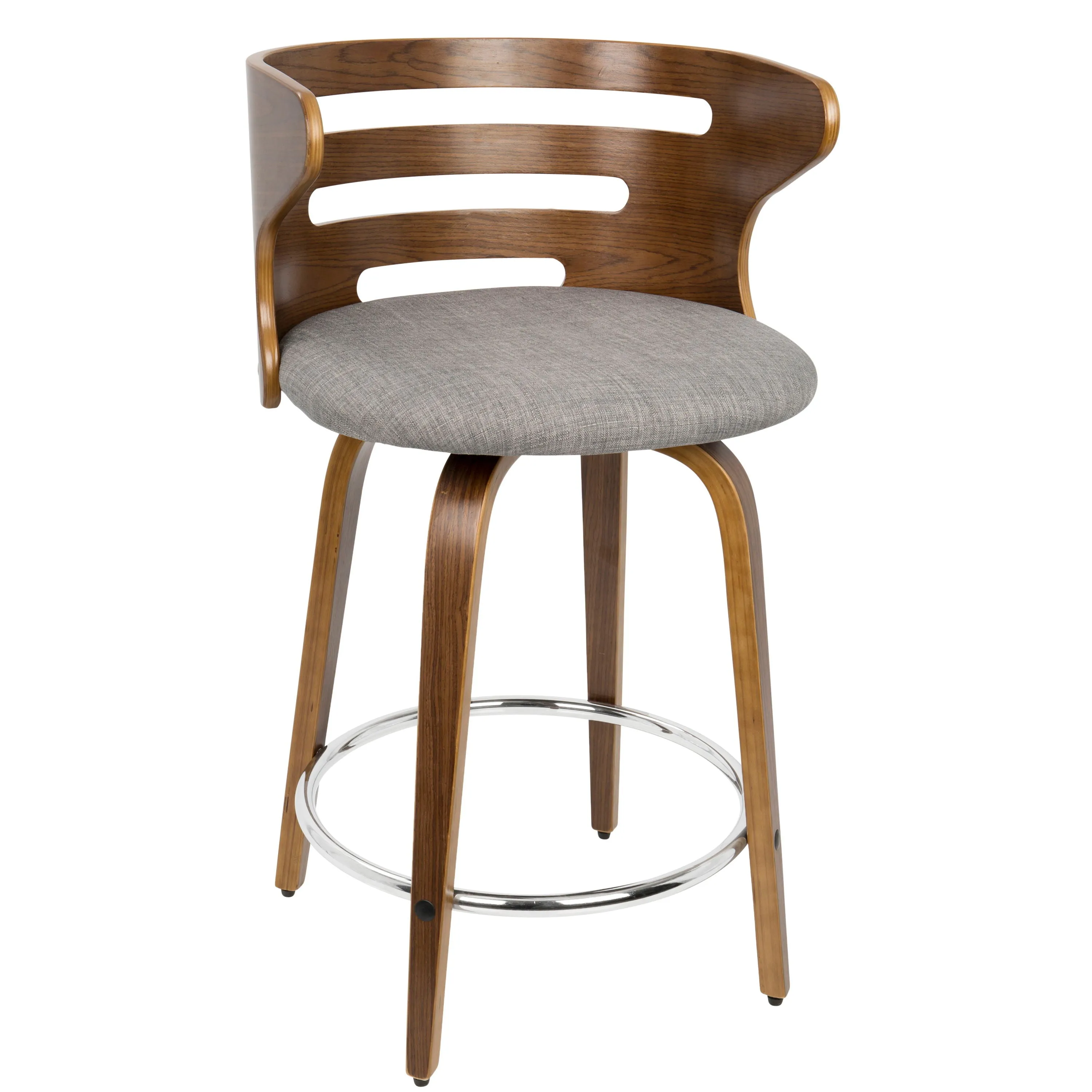 Cosini - Mid Century Modern Fixed Height Counter Stool With Footrest With Swivel (Set of 2) by Couch.com
