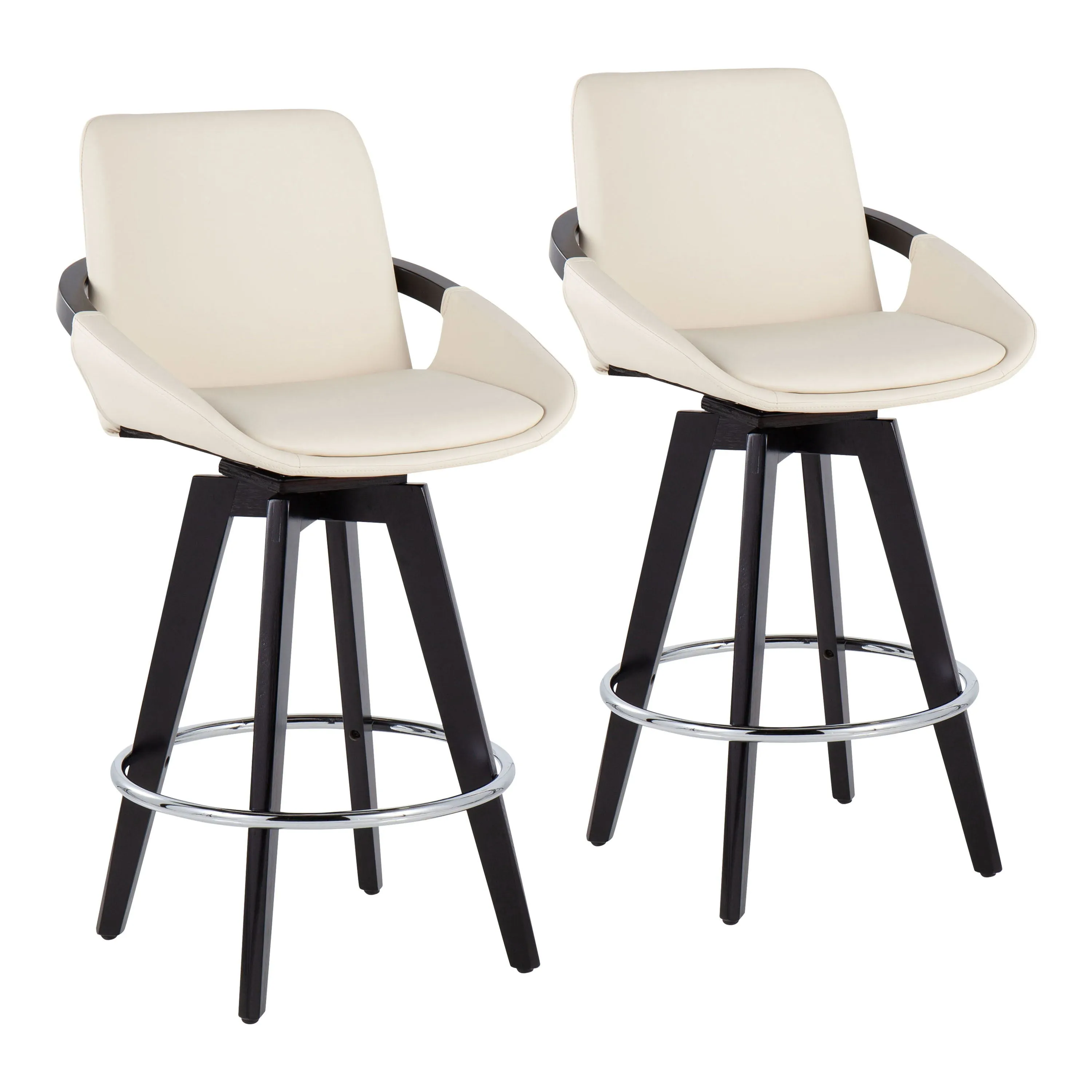 Cosmo - Contemporary Fixed Height Counter Stool With Swivel And Round Footrest (Set of 2) by Couch.com