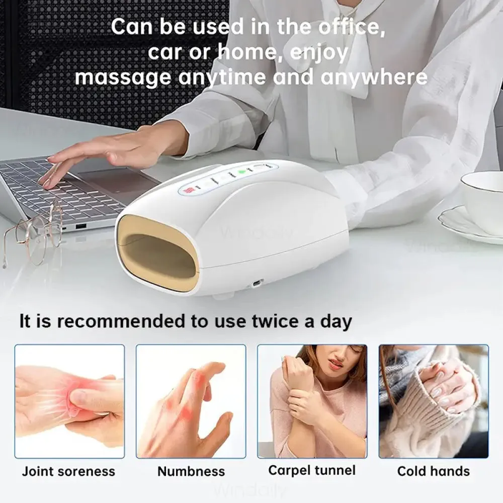Electric Air Pressure Heat Compresses Heating Palm Finger Hand Massager for Pain Relief