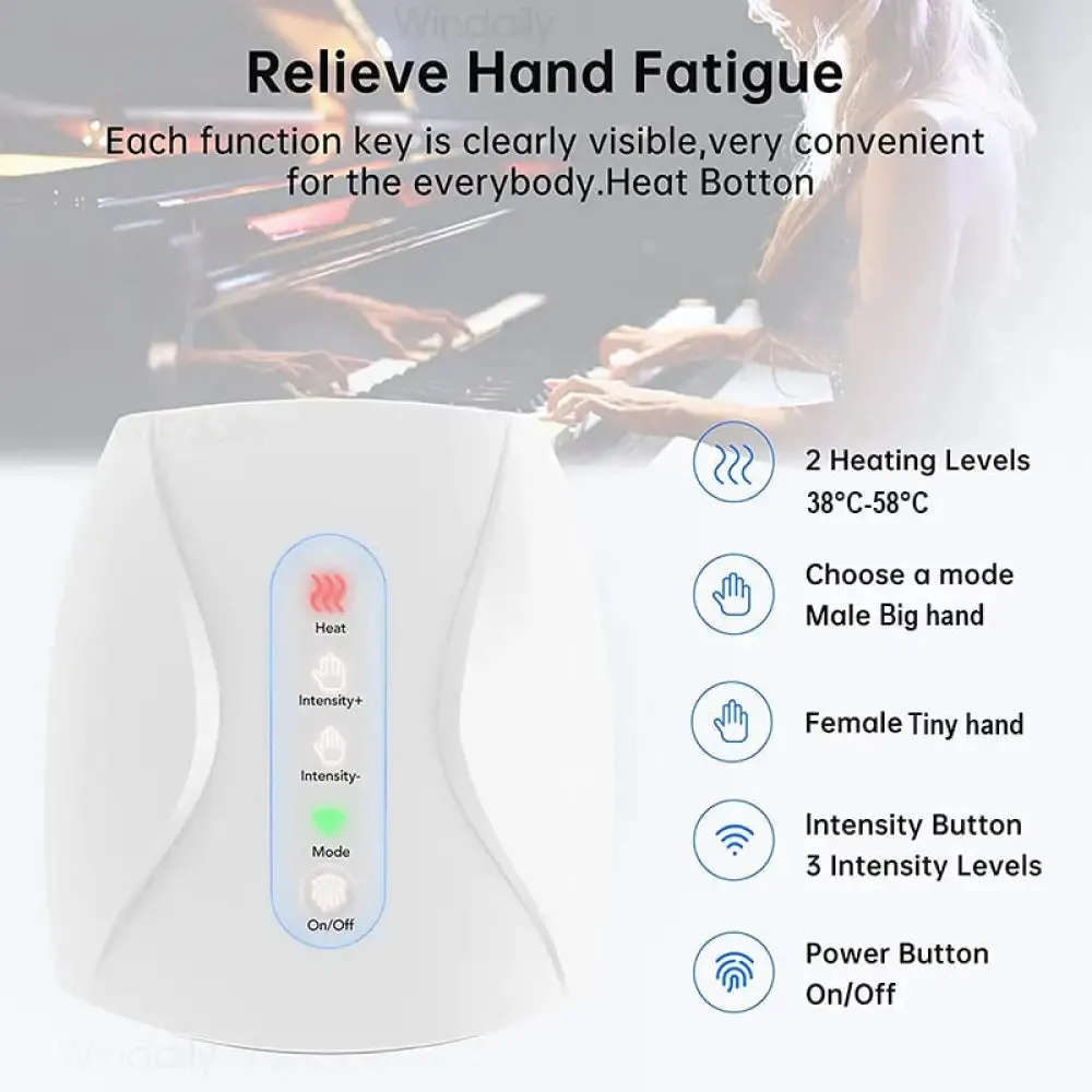 Electric Air Pressure Heat Compresses Heating Palm Finger Hand Massager for Pain Relief