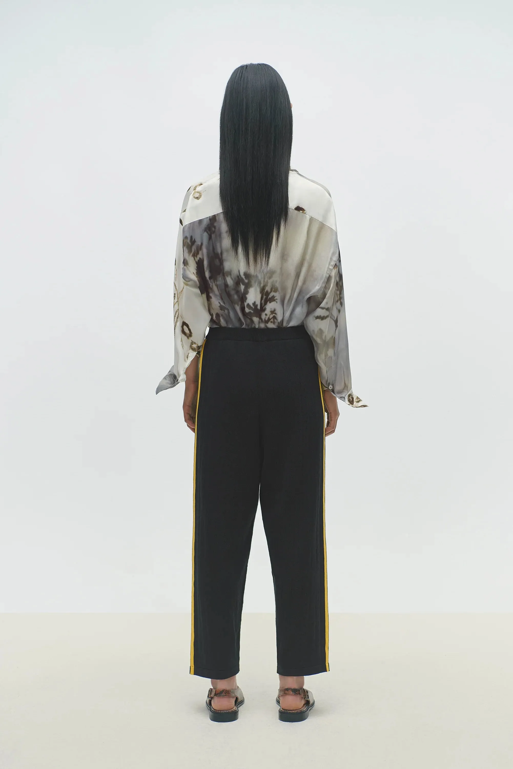 Organic Cotton Pointelle Pants - Black