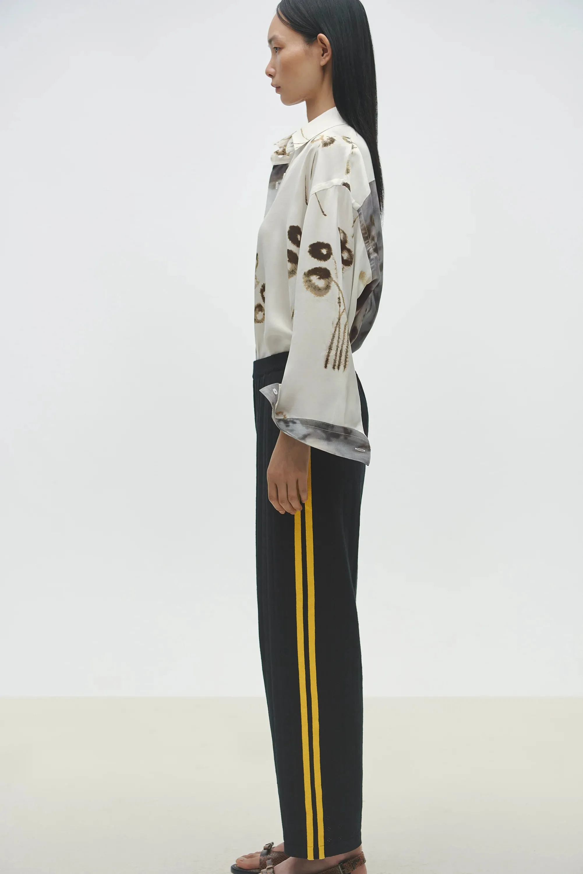 Organic Cotton Pointelle Pants - Black