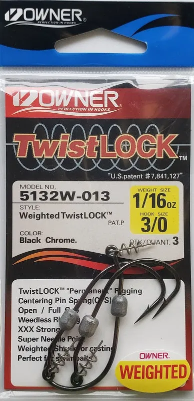 Owner Weighted Twistlock 3X Hooks 3/0-1/16oz