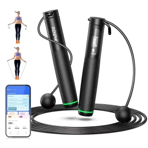 RENPHO 9FT Adjustable Smart Jump Rope with Count Time Calorie Analysis , Black